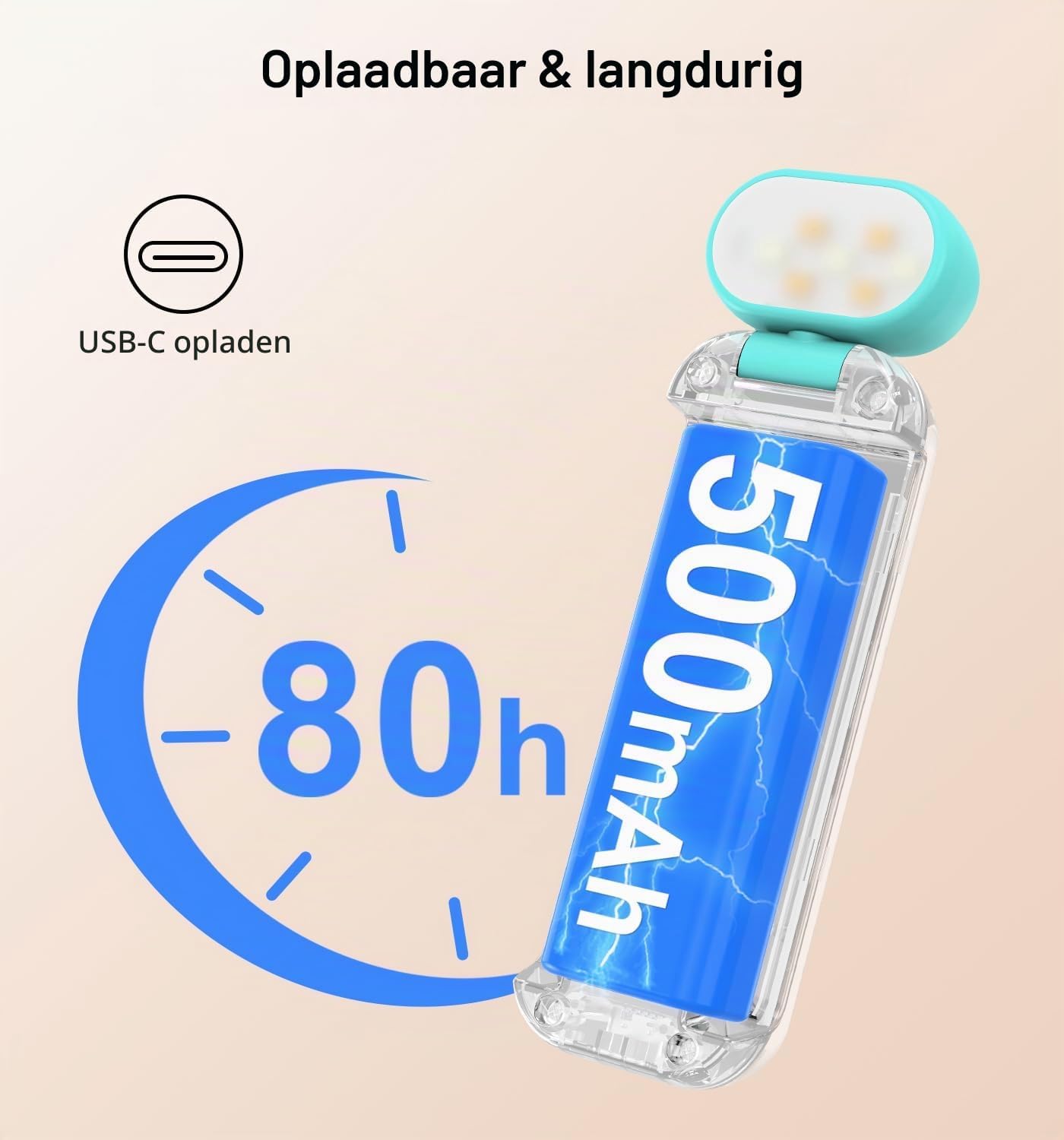 Thumbnail 5 de Gritin G1313 oplaadbare boeklamp met clip, 3 lichtkleuren en dimfunctie