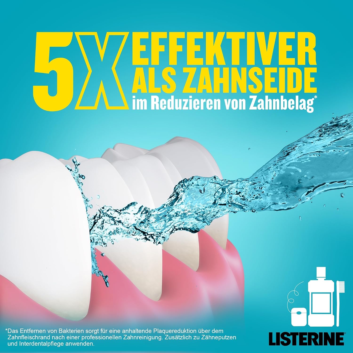 Detalle 2 de Listerine Cool Mint Mundwasser (4 x 750 ml) – antibakterielle Spülung mit intensivem Minzgeschmack