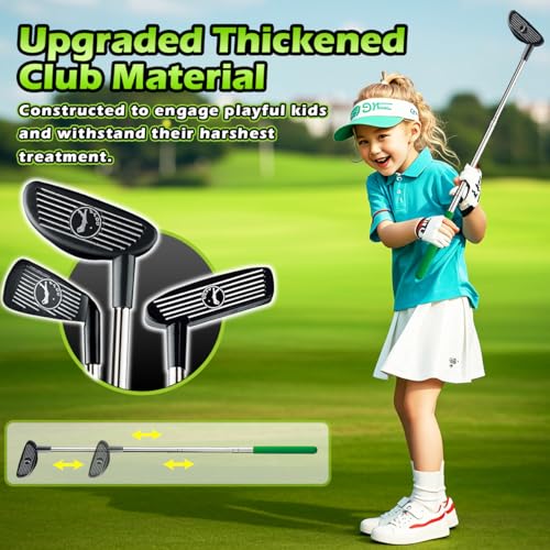 Detalle de Clemas set de golf para niños con devolvedor automático de bolas LED y dinosaurio (3 palos, 3 a 8 años)