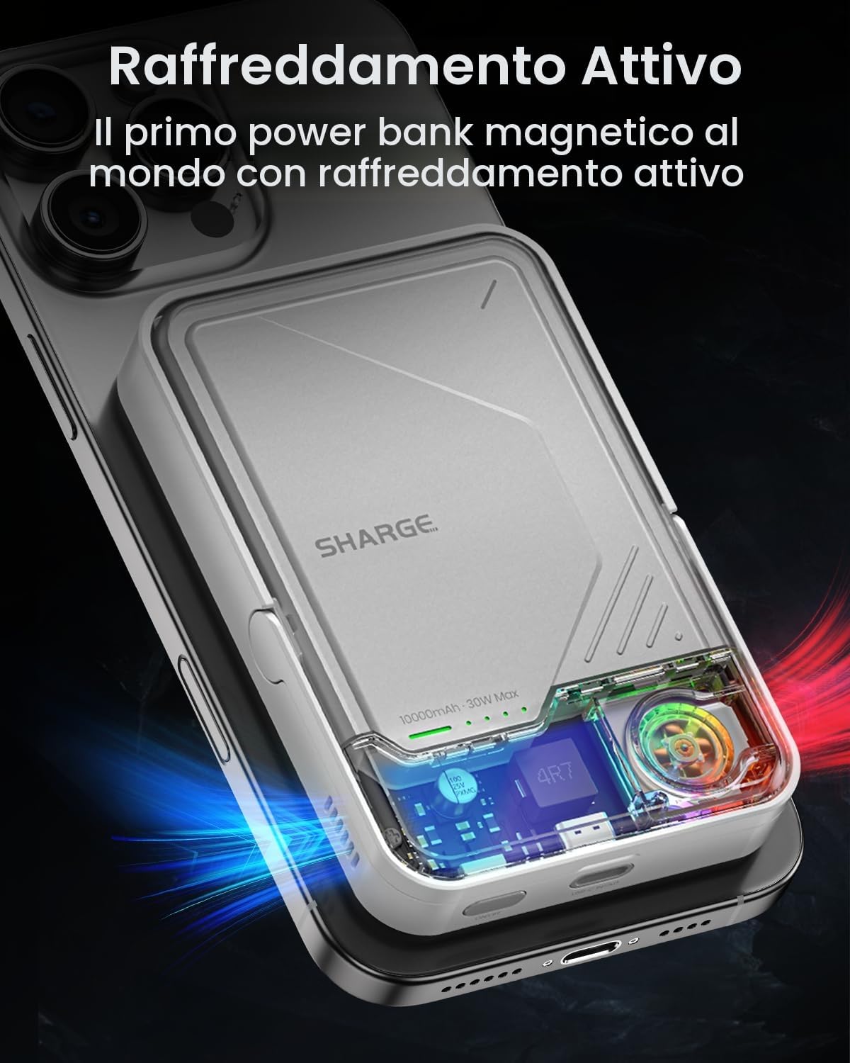 Detalle 2 de sharge ICEMAG 2 Powerbank 10000mAh MagSafe