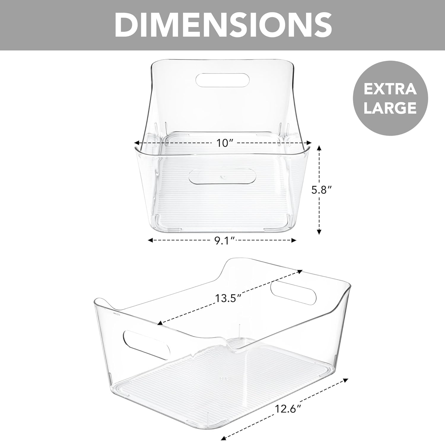 Thumbnail 1 de Tiawudi 6 Pack Extra Large Plastic Storage Bins — Clear Pantry Organizer Boxes (13.5" x 10" x 5.8")