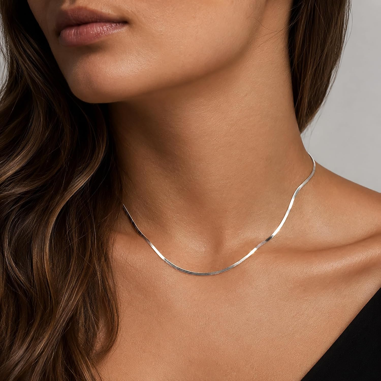 Detalle 2 de WomenGifts Herringbone Necklace, Stainless Steel