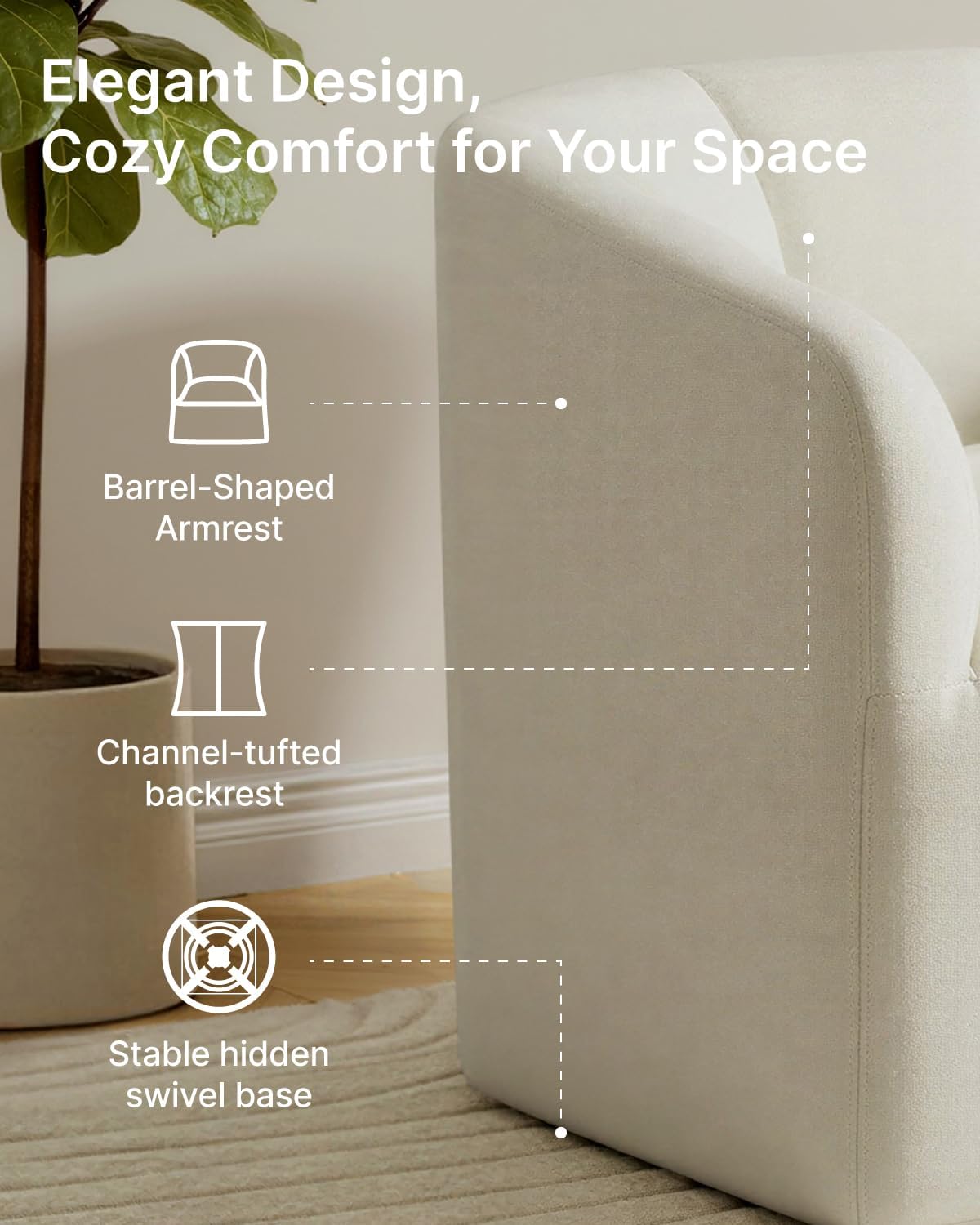 Detalle de Swivel Accent Chair Set of 2, Ivory