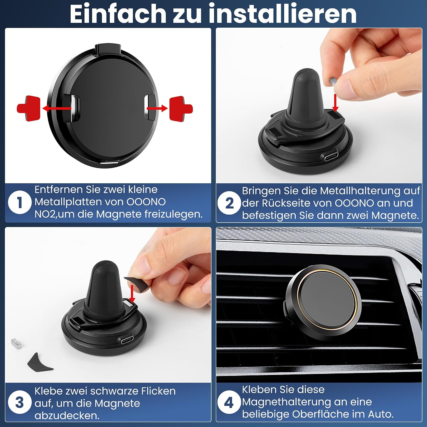Detalle de DESELL ooono 2 Halterung – magnetische Auto-Lüftungsgitterhalterung für OOONO CO-Driver NO2