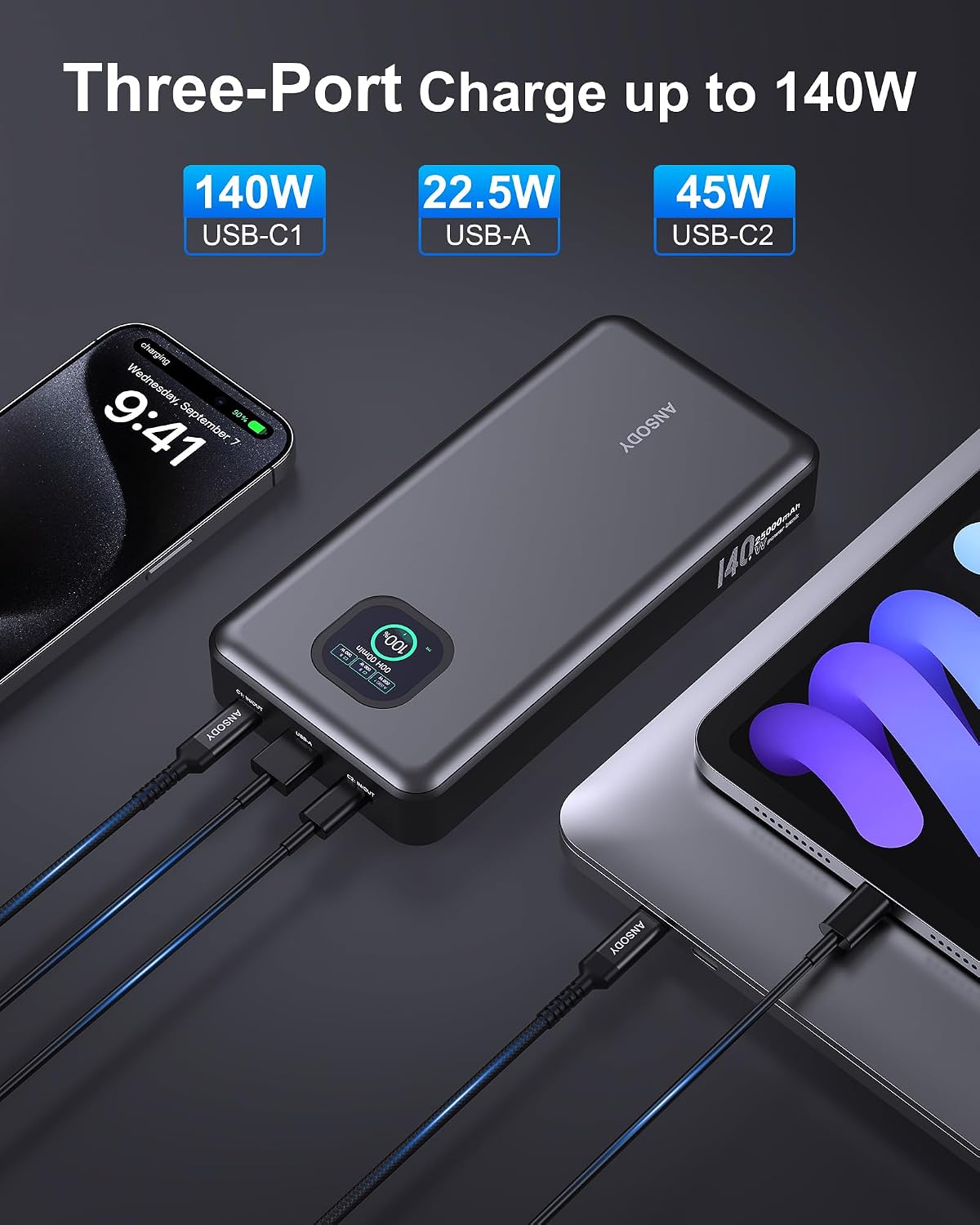 Detalle de 140W 25000mAh Power Bank for Laptops