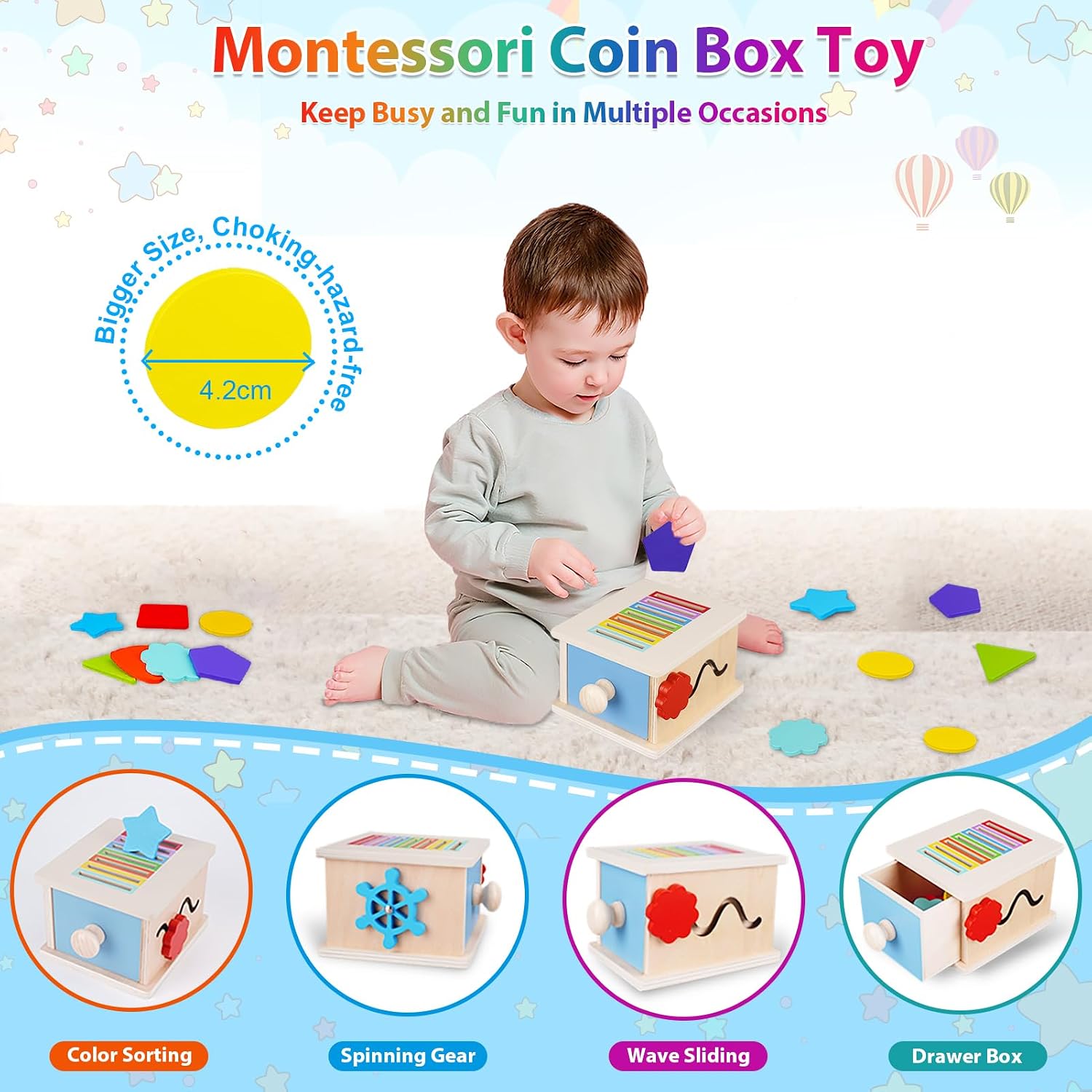 Detalle 2 de FCSONU Montessori Coin Box Toys for Toddlers