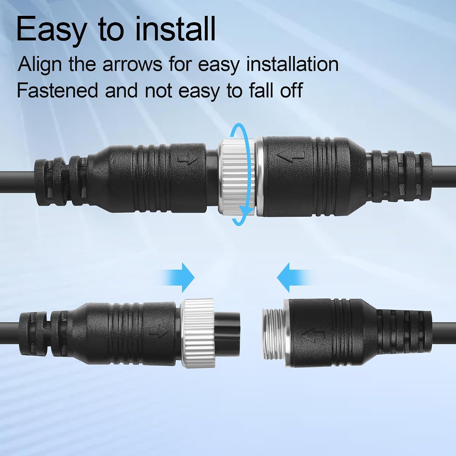 Detalle de TIENFOKOTA M12 4 Pin Aviation Extension Cable – 0.2m, 2-Pair Set for Vehicle Backup Camera and Monitor