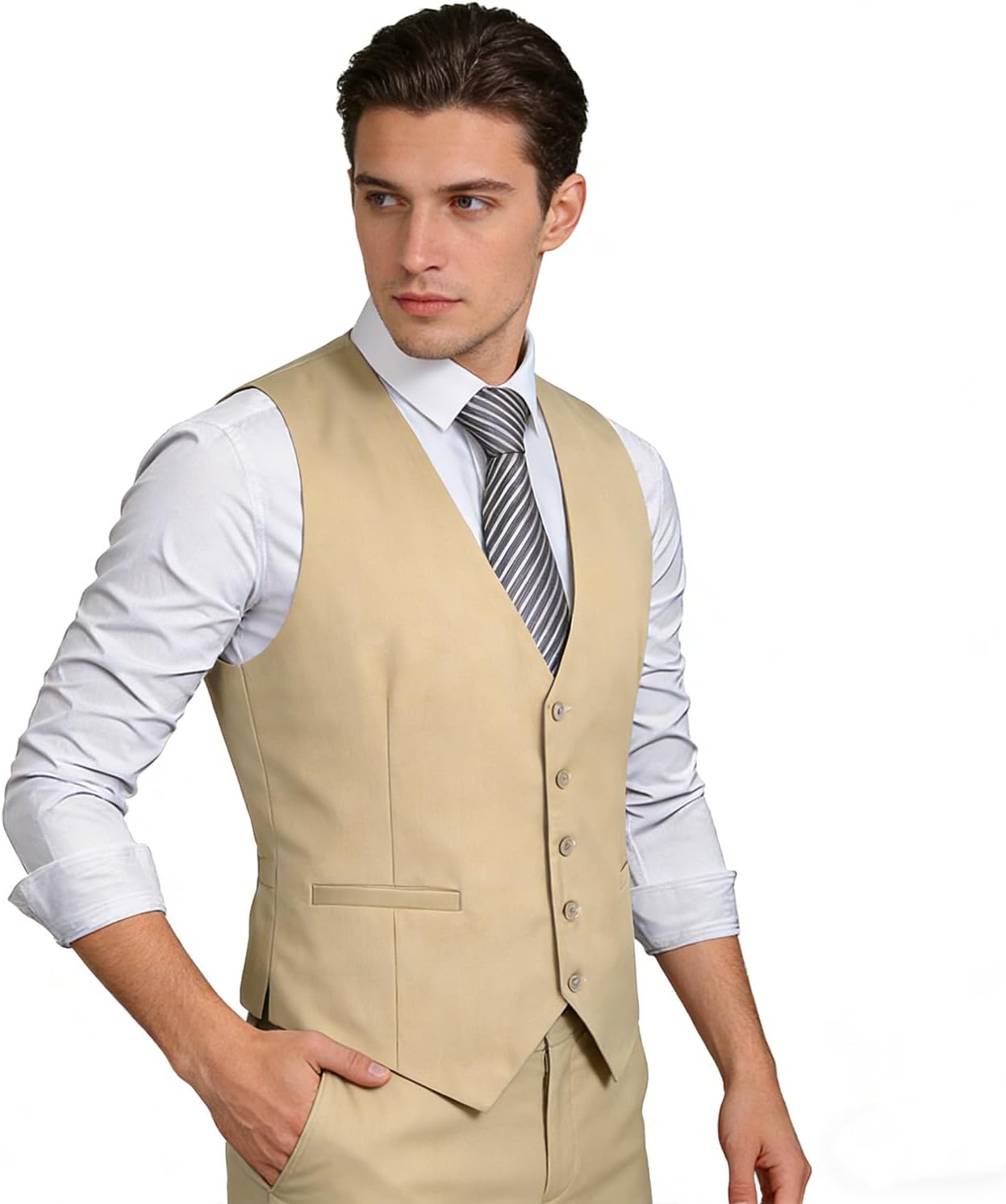 Thumbnail 4 de Alizeal Men’s Classic Solid Colour Business Suit Vest (Regular Fit) – Tuxedo Waistcoat