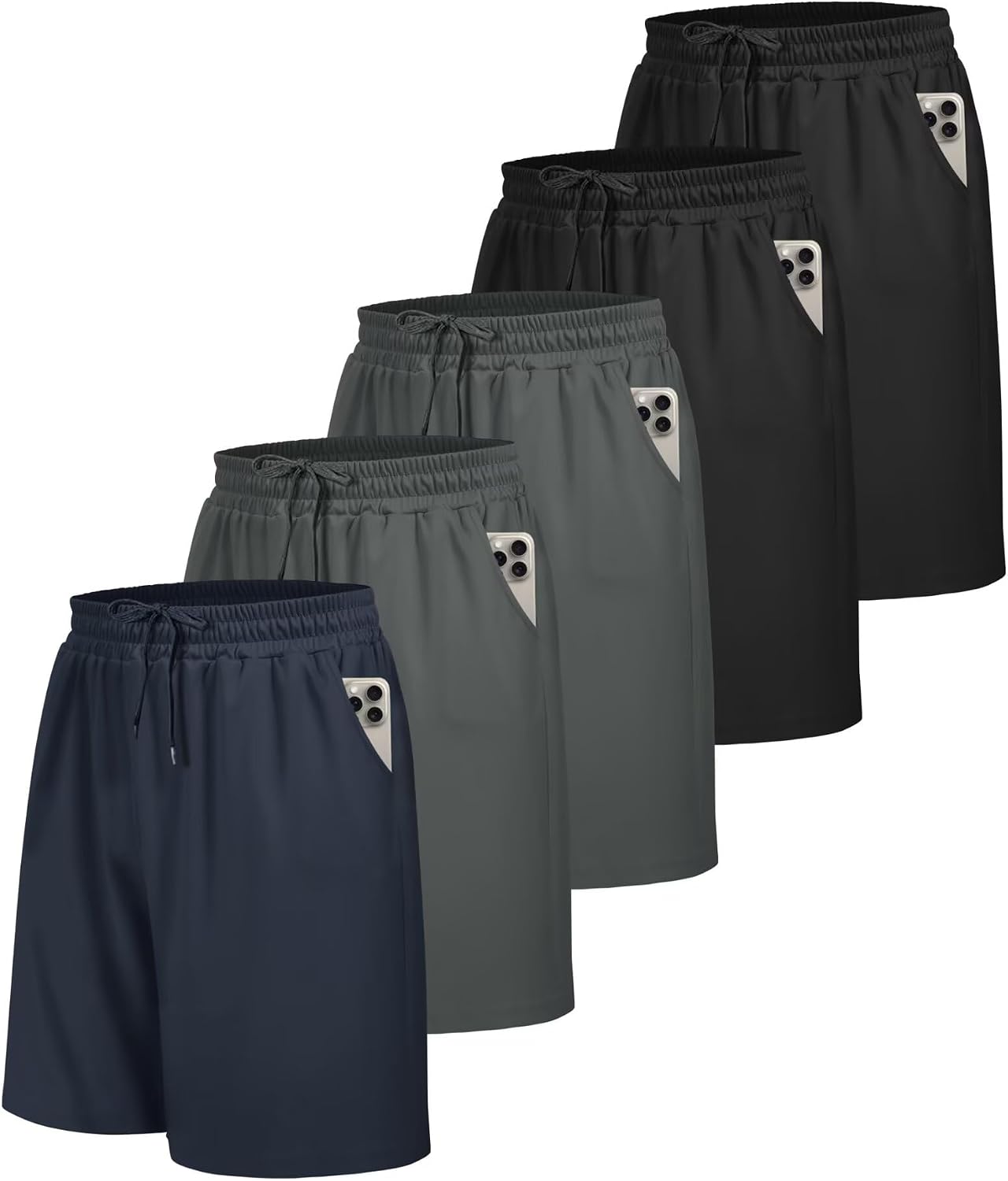Detalle de BOOJO 5 Pack Gym Shorts for Men – Breathable, Durable with Pockets (UK)