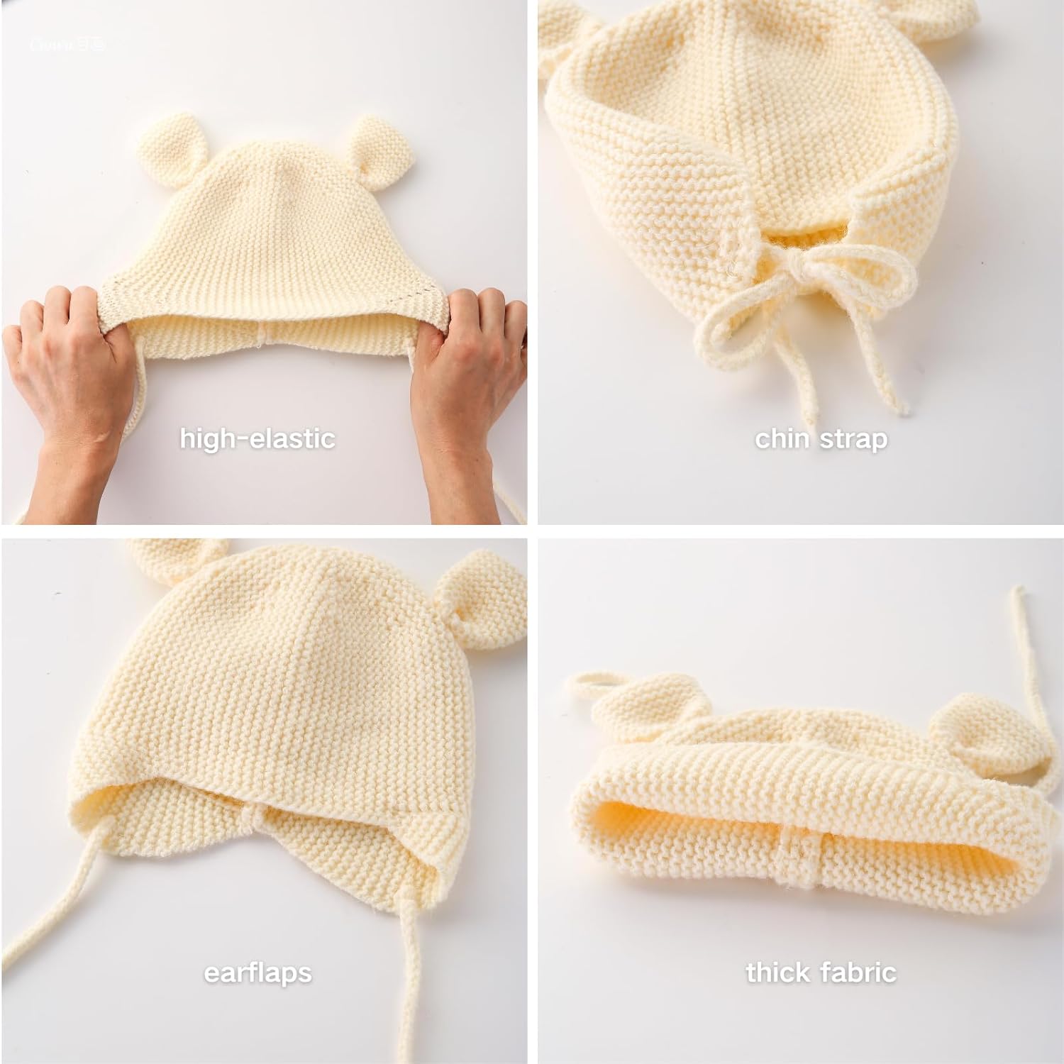 Detalle de Loyfoky Baby Beanie with Earflaps: Winter Knitted Hat for 6–24 Months