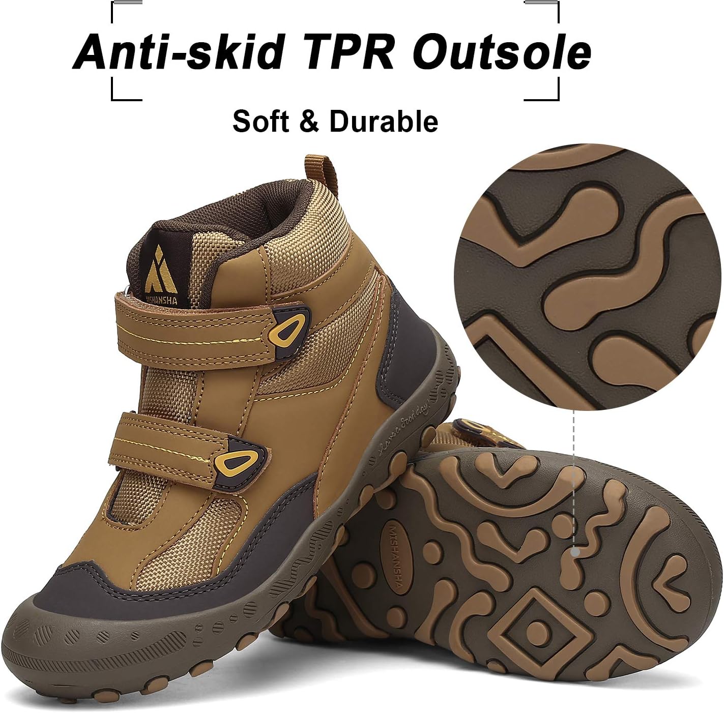 Detalle de Mishansha Kids Hiking Boots: Water-Resistant, Anti-Collision Toddler Footwear