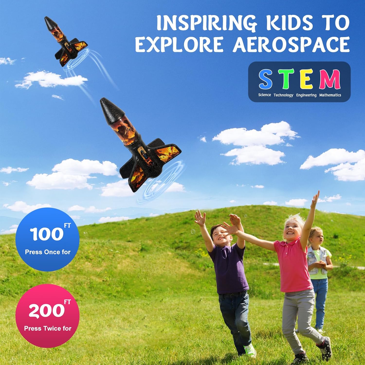 Thumbnail 1 de Rocket Launcher for Kids - 200 Ft Flight Altitude with Launch Set