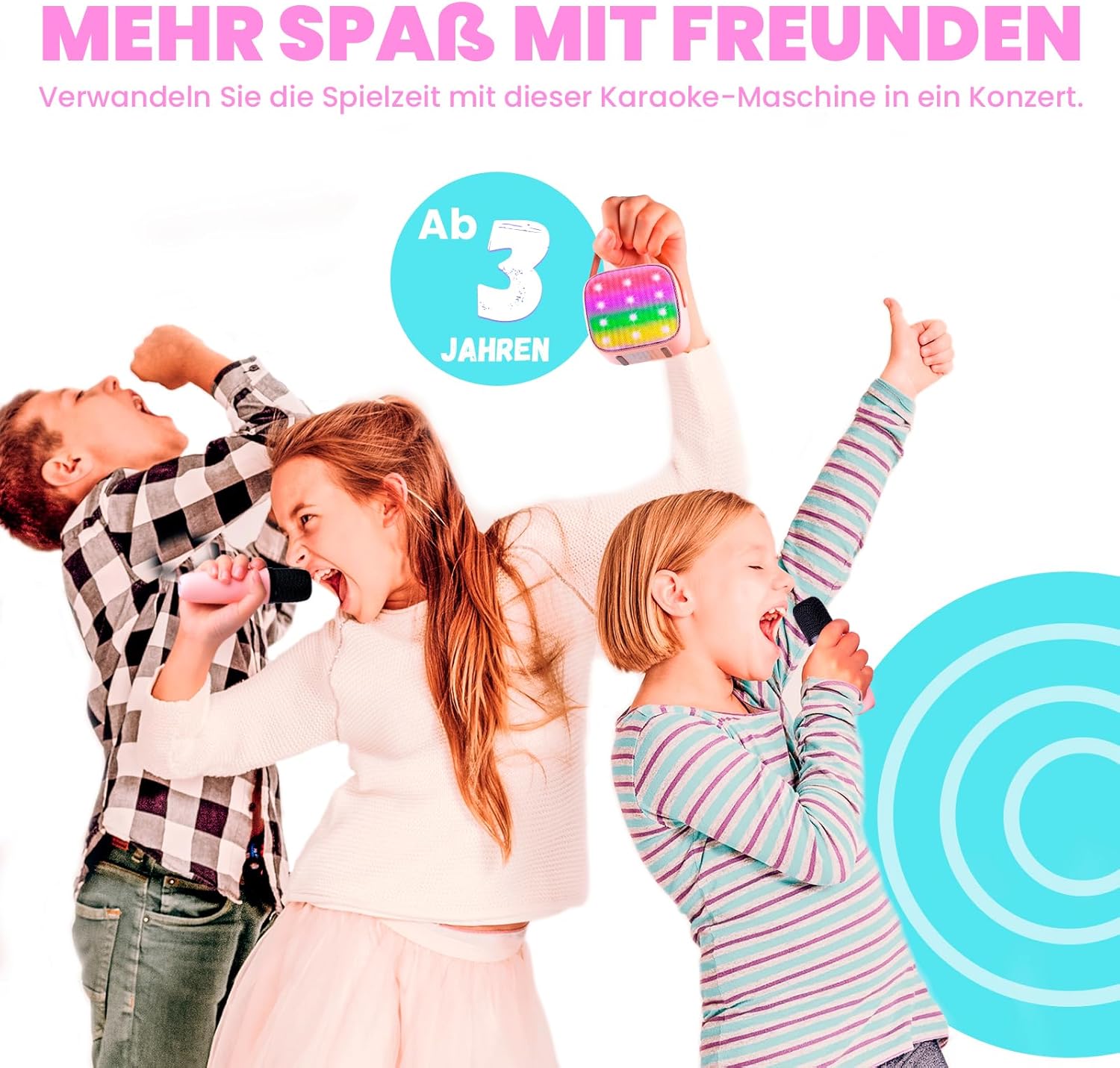 Thumbnail 6 de Premiumversion Mini Karaoke Maschine mit 2 Mikrofonen 🎤
