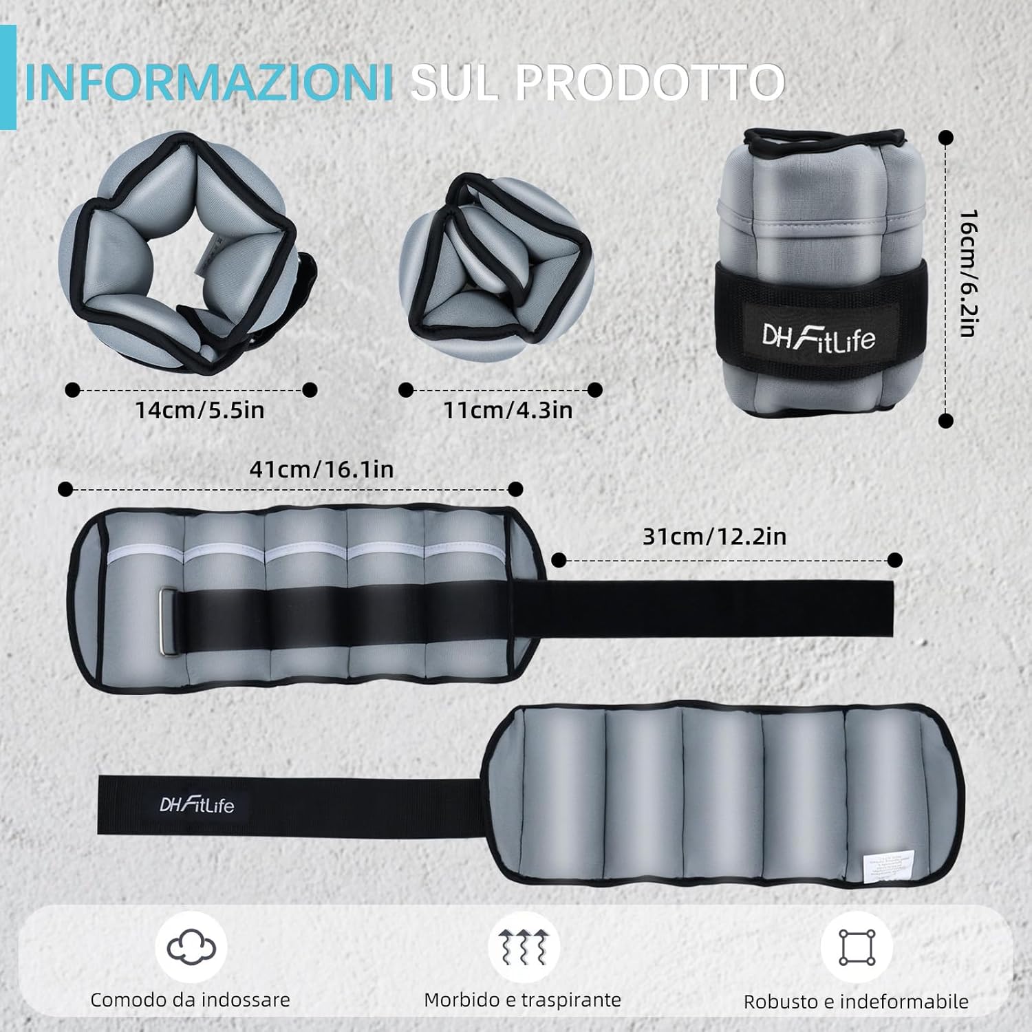 Thumbnail 5 de DH FitLife Set di cavigliere con pesi regolabili per gambe – 2 x 2,5 kg o 2 x 4,5 kg