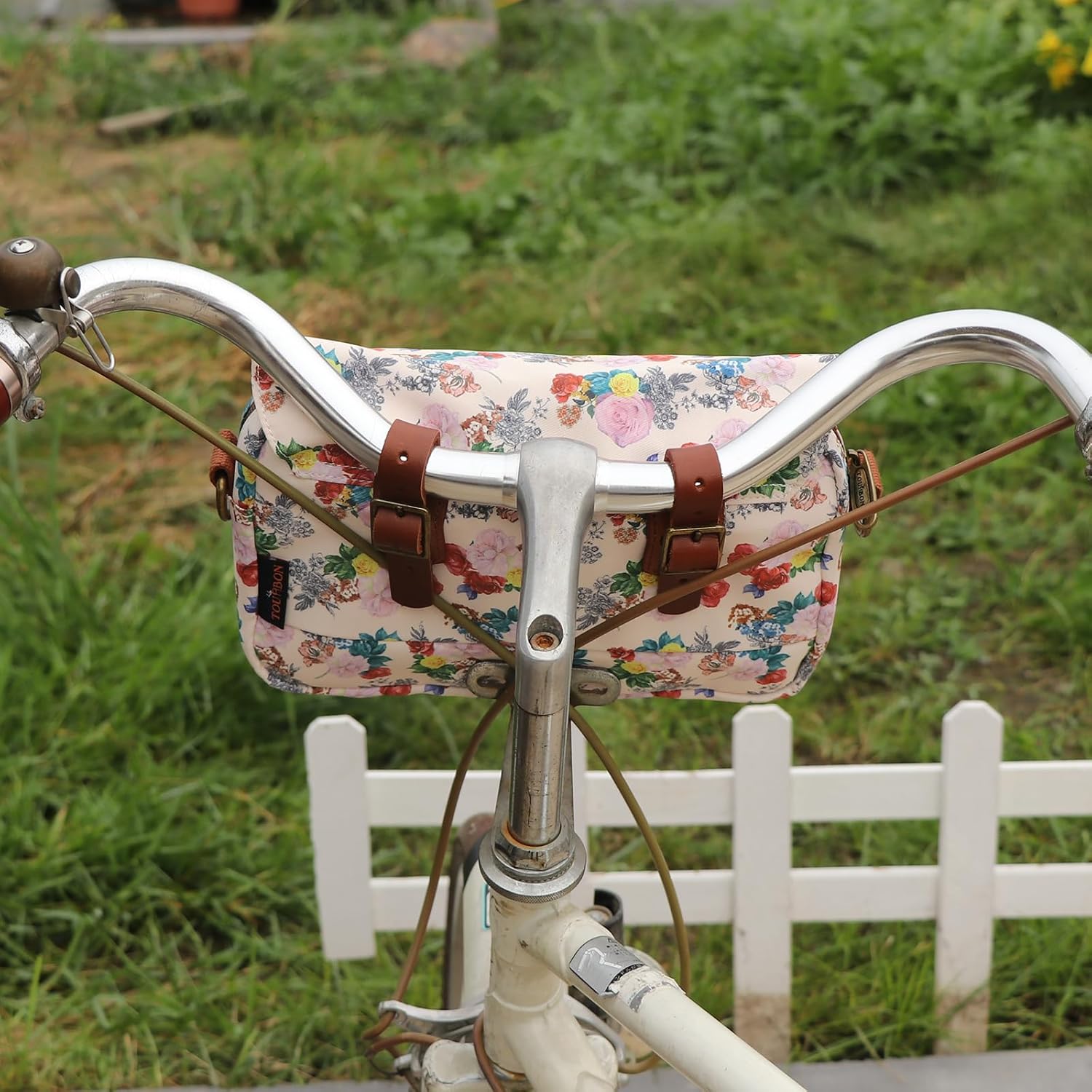 Thumbnail 4 de TOURBN TOURBON wasserdichte Segeltuch-Fahrradtaschen Lenkertasche mit Blumenmuster