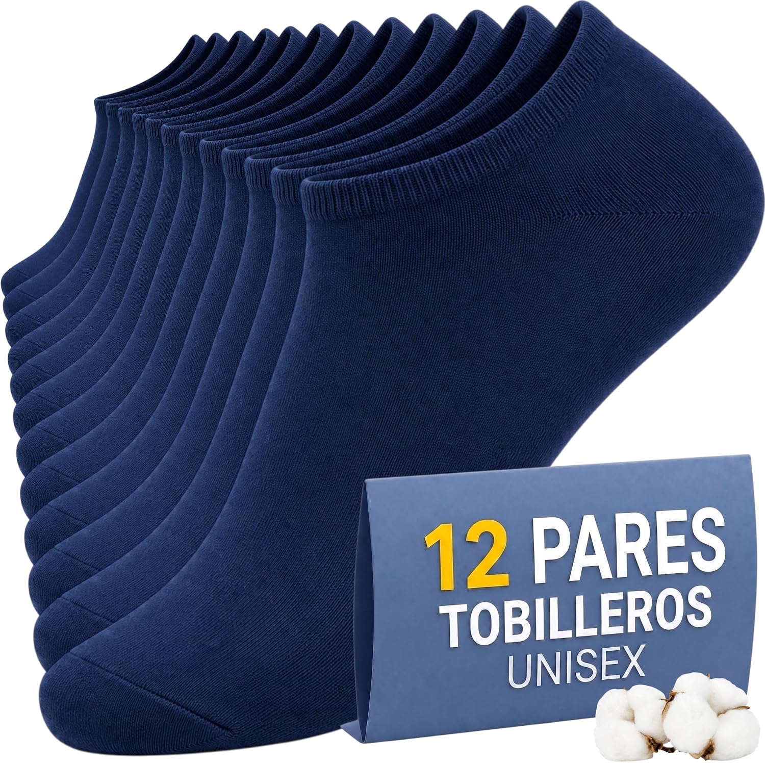 Detalle 2 de PS PROUTHS 12 Pares | Calcetines tobilleros hombre y mujer | 90% algodón | Regular 40-46