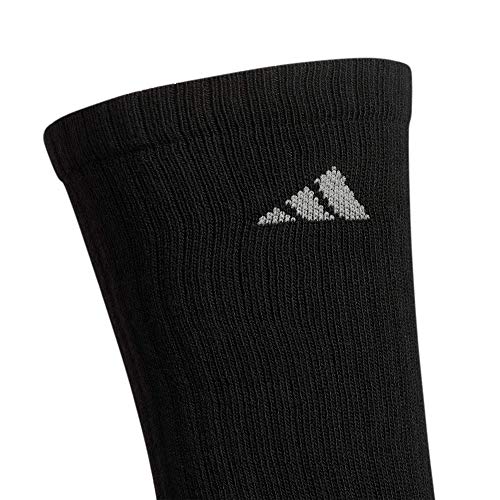 Detalle de adidas Men's Athletic Cushioned Crew Socks (6 Pairs) — Durable & Comfortable in Black/Aluminum 2, Large