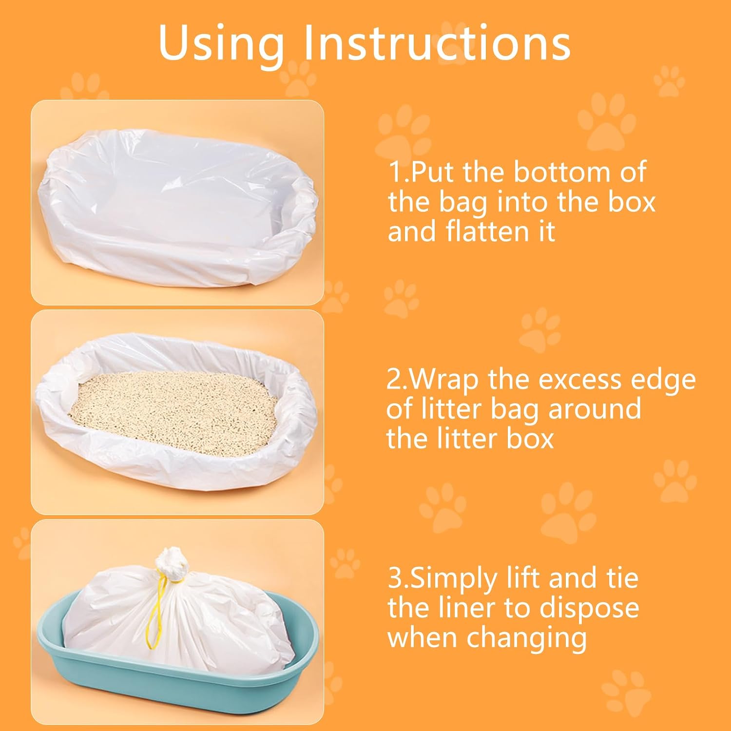 Thumbnail 6 de 30Pcs Cat Litter Tray Liners 45x79cm – Heavy Duty Drawstring Bags for Large Litter Boxes