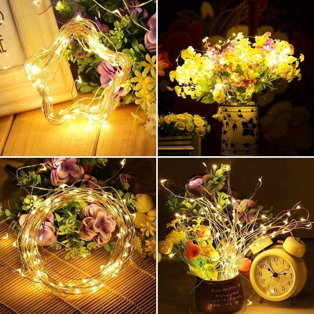Detalle de WEARXI Lichterkette Batterie (10 Stück, 2 m, 20 Mini-LED) für Innen-Deko