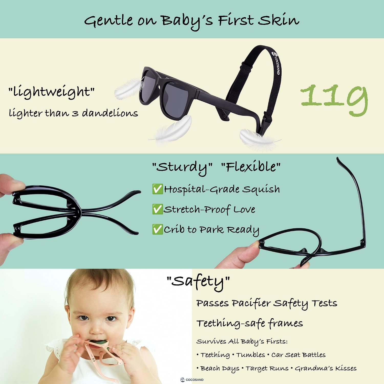 Thumbnail 3 de COCOSAND Flexible Polarized Baby Sunglasses with Strap for 0-24 Months