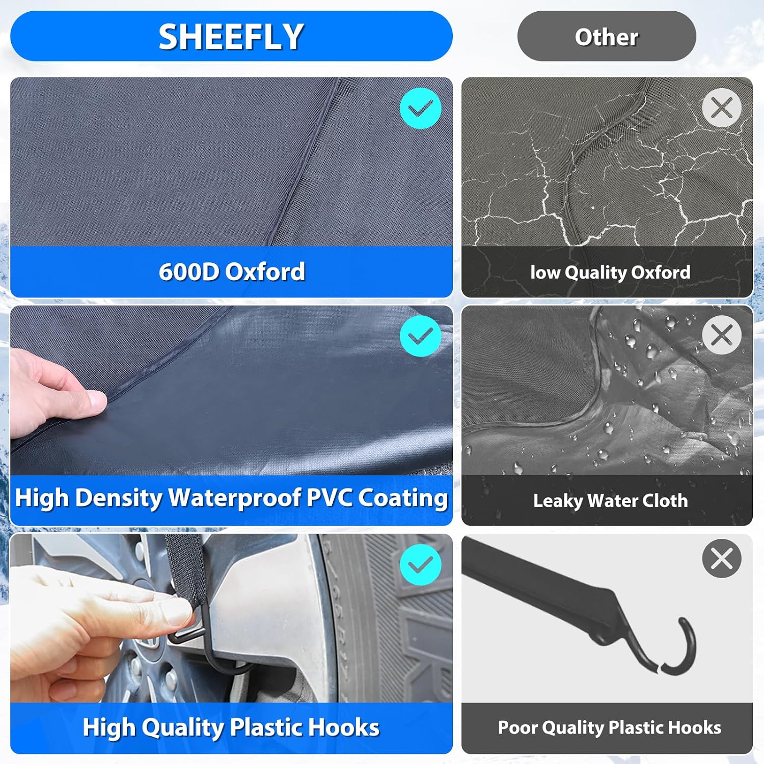 Thumbnail 5 de SHEEFLY 195 x 120 cm windscreen cover for snow