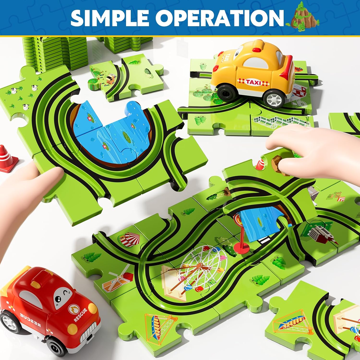 Thumbnail 5 de Beby Buty 64PCS Puzzle Track Car Set for Kids