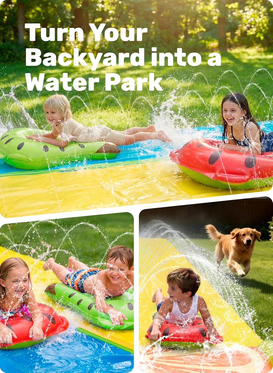 Detalle de SLOOSH Slip Slide 2-Personen-Wasserrutsche – großes Doppelbahn-Spiel im Garten