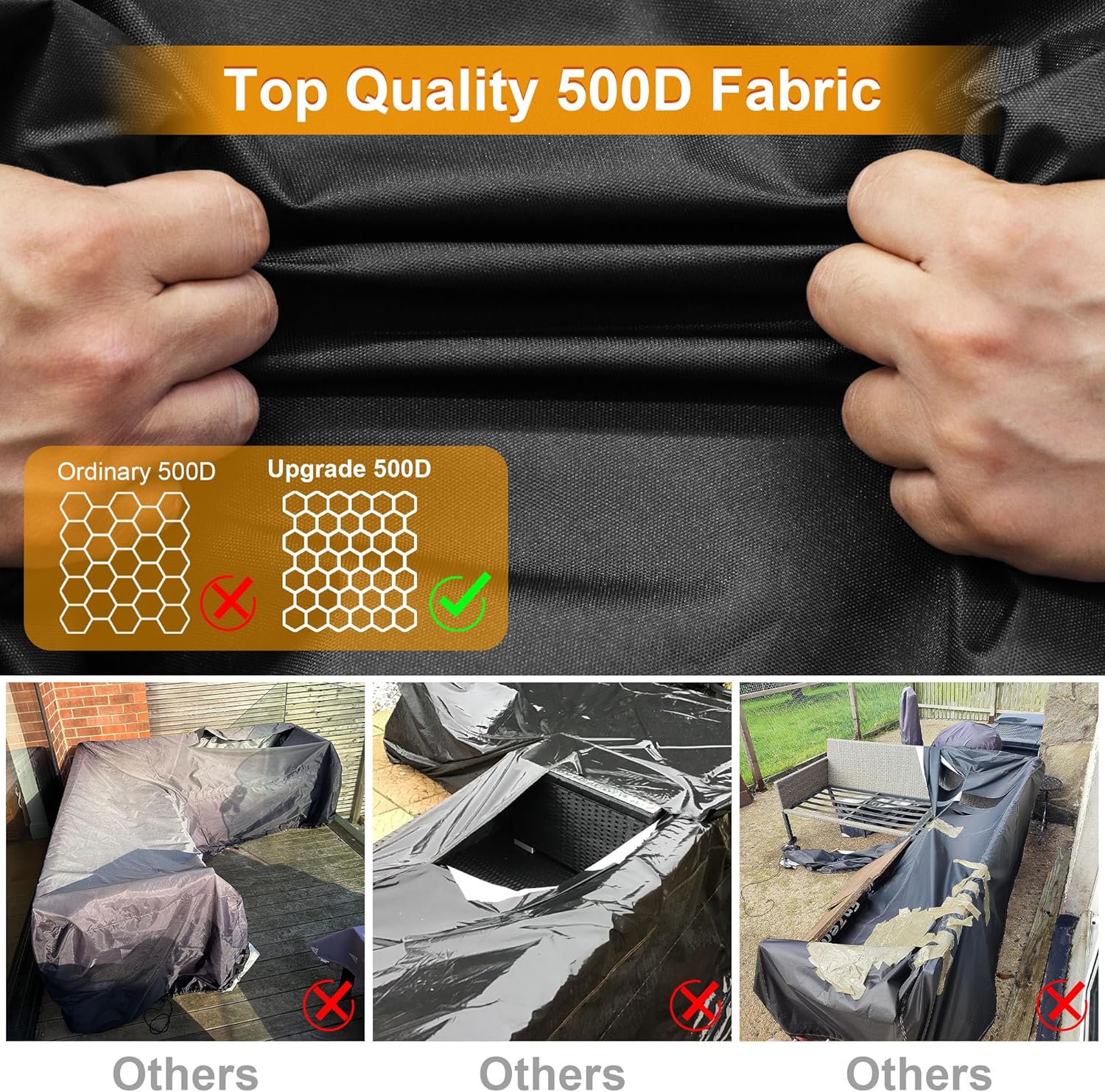 Detalle de Kipiea L-Shaped Garden Furniture Covers: Waterproof 500D Oxford, Windproof, UV-Resistant (Left Side, 229x305x85x78cm)