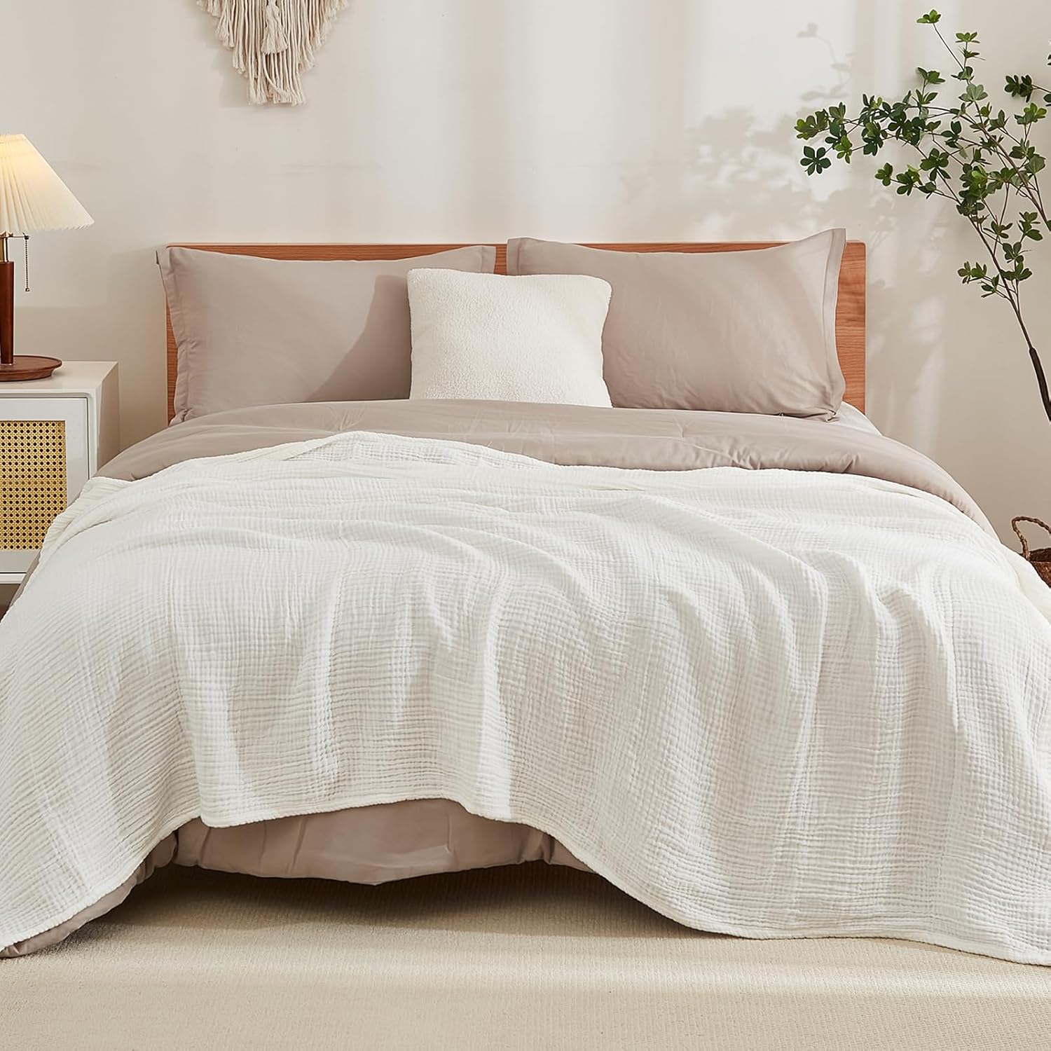 Thumbnail 5 de EMME Cotton Muslin Queen Blanket Bed Spread — Lightweight, Breathable Layer (90x90)