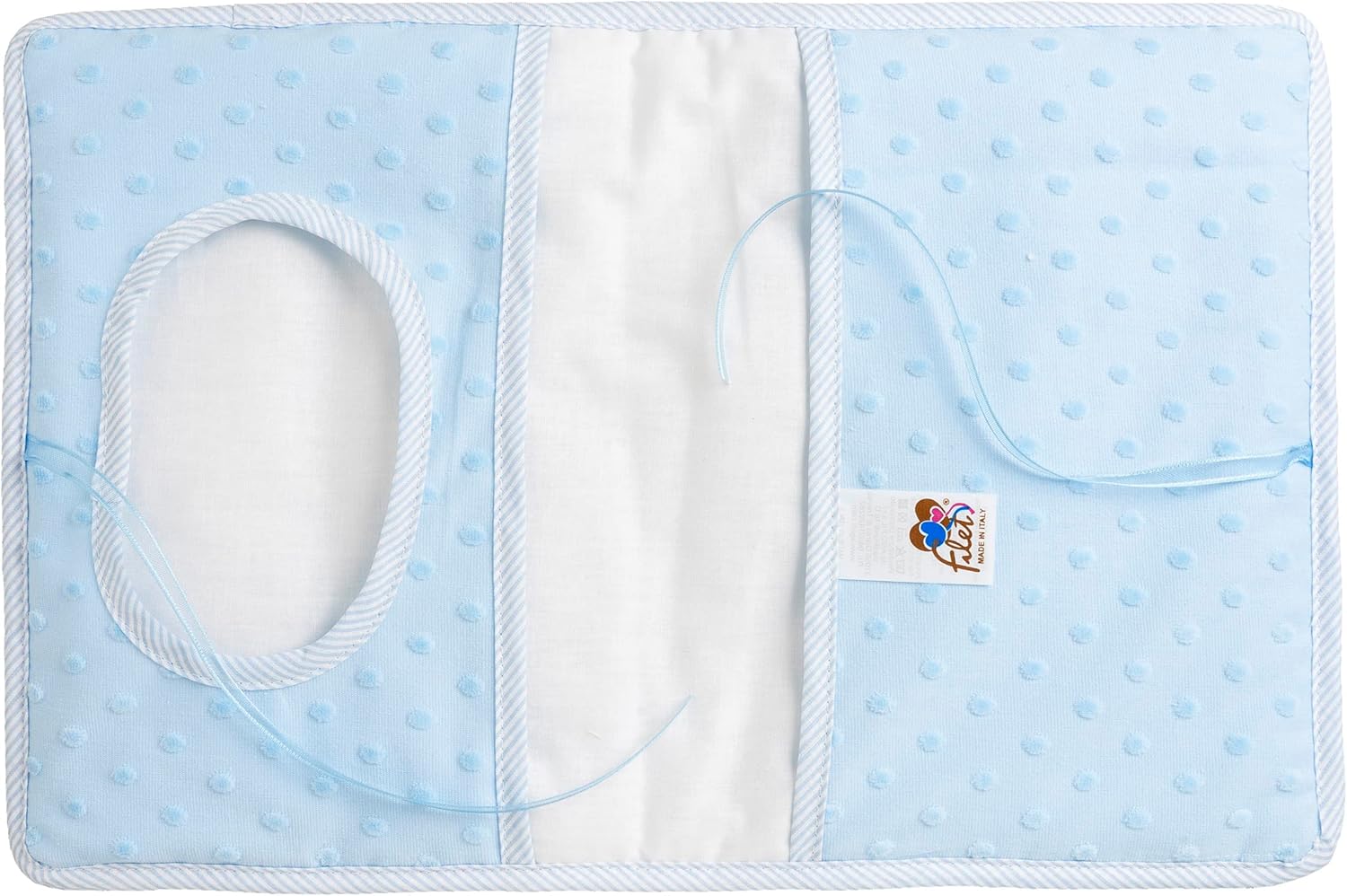 Thumbnail 3 de FILET – Borsa per Pannolini e Salviette da Ricamare in Morbido Tessuto, Apertura a Libretto, Made in Italy, Azzurro