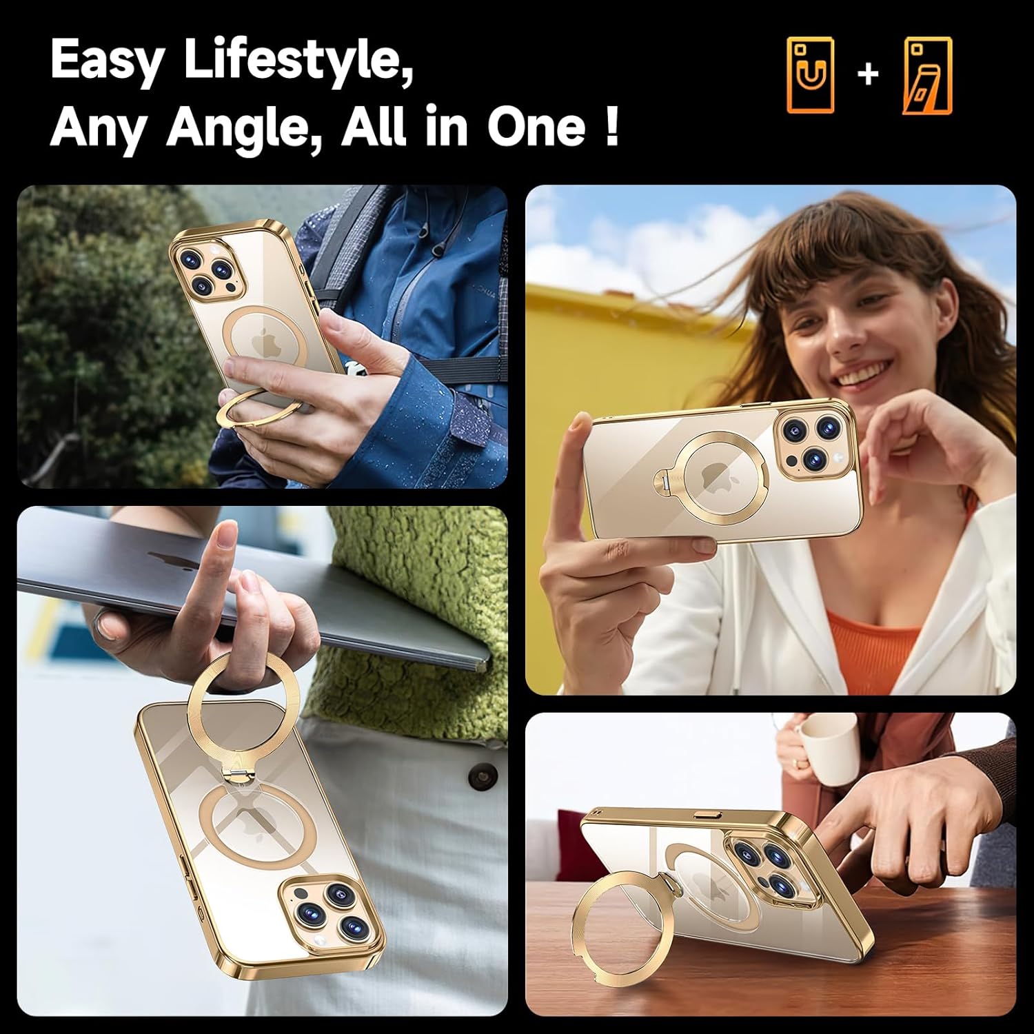 Thumbnail 6 de Tri-Shield Protection iPhone 13 Pro Max Case with 360° MagSafe CD Ring Stand + Screen & Camera Lens Protector