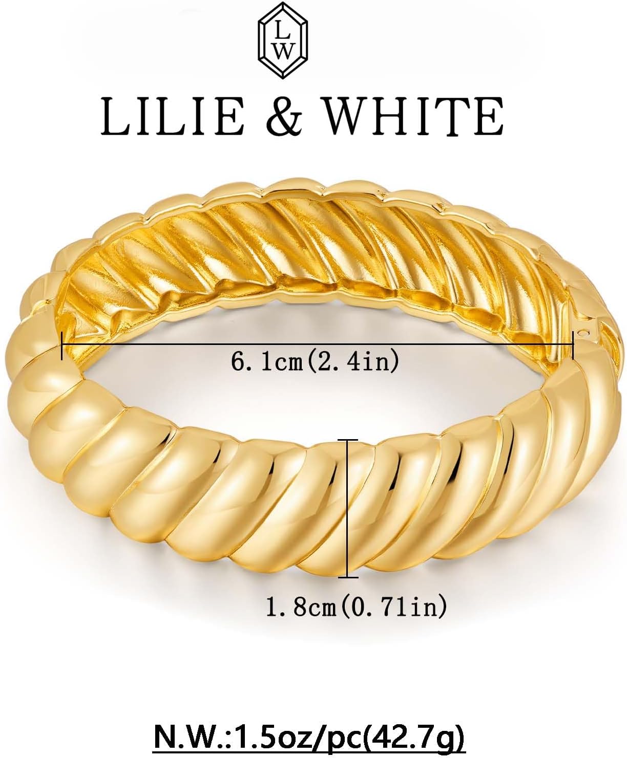 Thumbnail 5 de LILIE&WHITE Damen Gold Armreif Armband – hypoallergen & elegantes Design