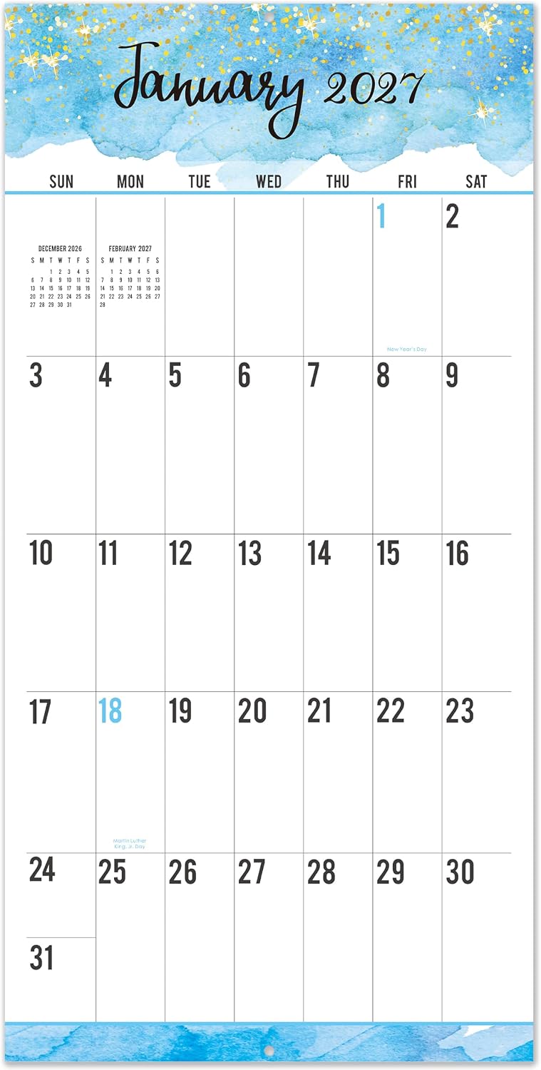 Detalle de Journaltastic JOZDSMSKGLB13 2027 Wall Calendar, 12" x 24" Open, Large Grid