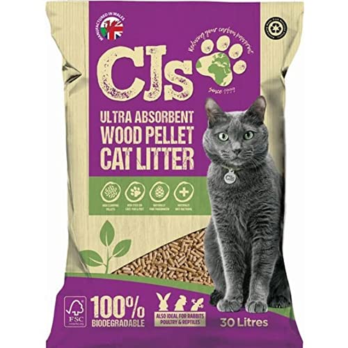 Detalle de CJ's Premium Cat Litter Ultra Absorbent Wood Pellets, Biodegradable, 30 L