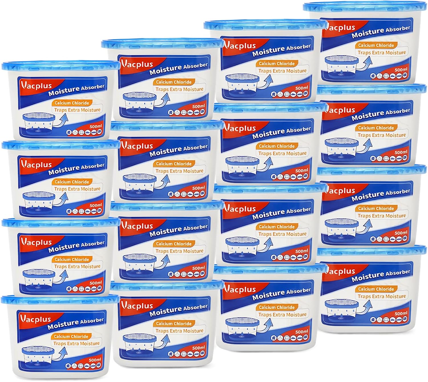 Detalle de Vacplus Moisture Absorbers 16 Pack (10.5 oz) – Fragrance-Free Closet, Bathroom, and Kitchen Dehumidifier