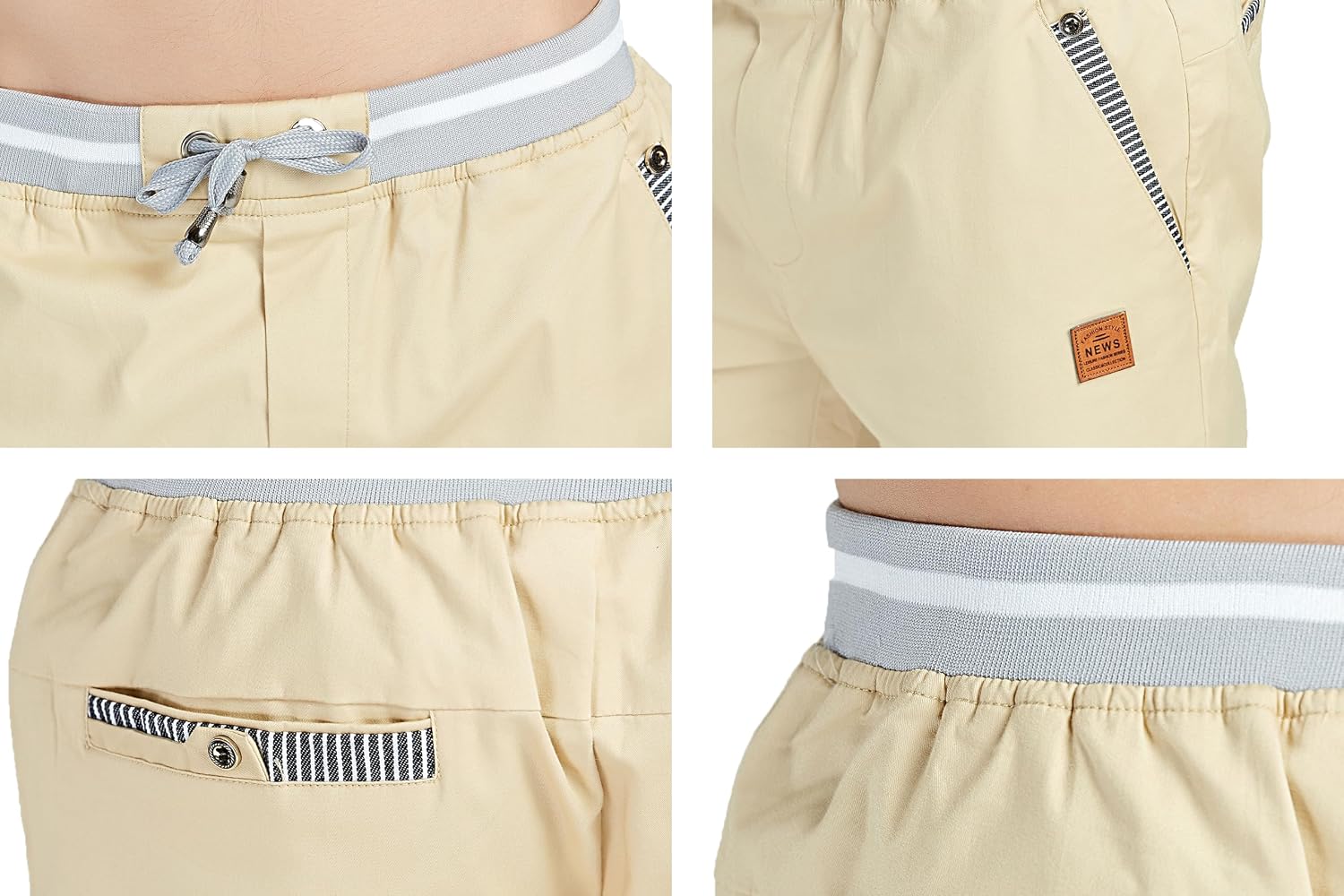 Detalle de HCSS Men's Casual Summer Chino Shorts with Elastic Waist: Practical Everyday Everydaywear