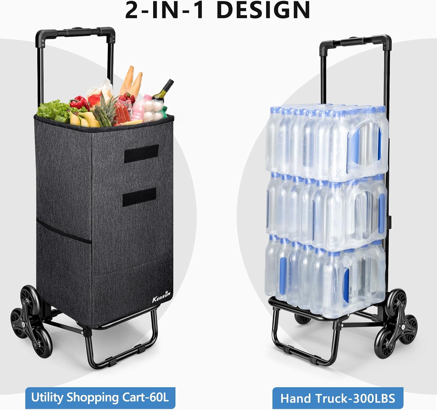 Thumbnail 6 de KEDSUM DY24E054A 2-in-1 Stair-Climbing Grocery Cart, 60L, 300 lb