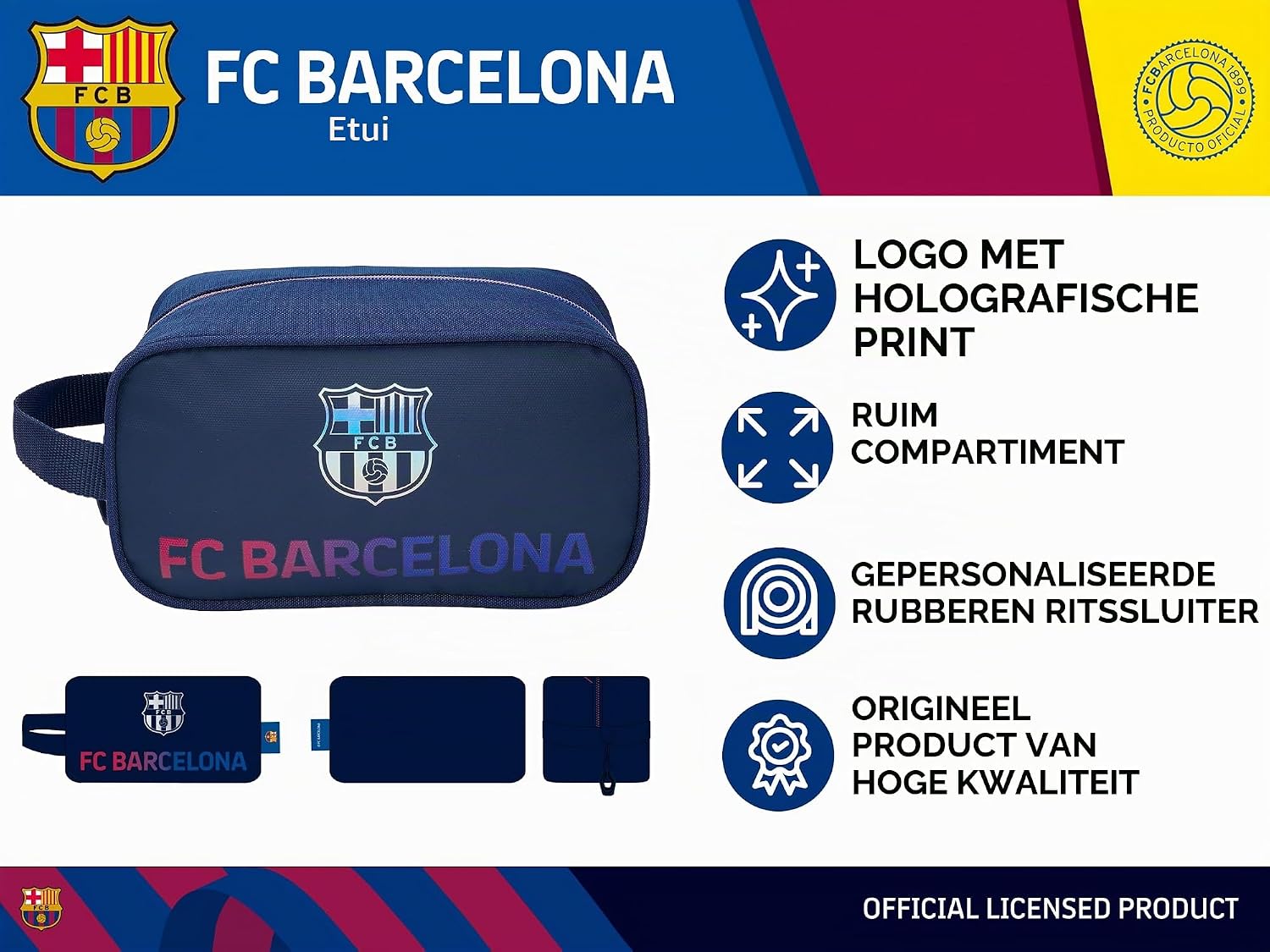 Detalle 1 de CYPBRANDS PT93-02BC FC Barcelona etui van polyester met holografische print