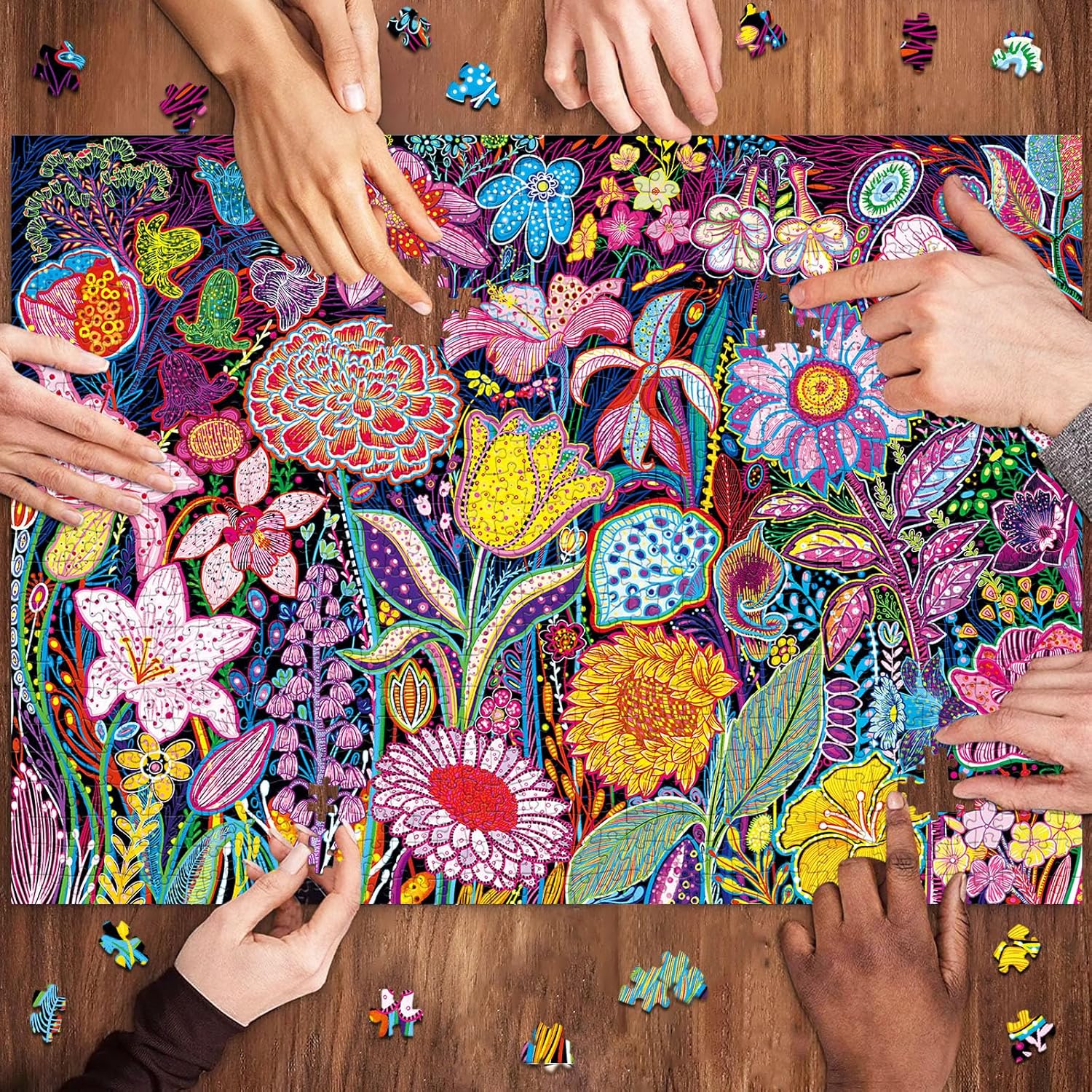 Detalle de HUADADA 1000-Piece Jigsaw Puzzle for Adults – Flower Puzzle with 70x50 cm finish