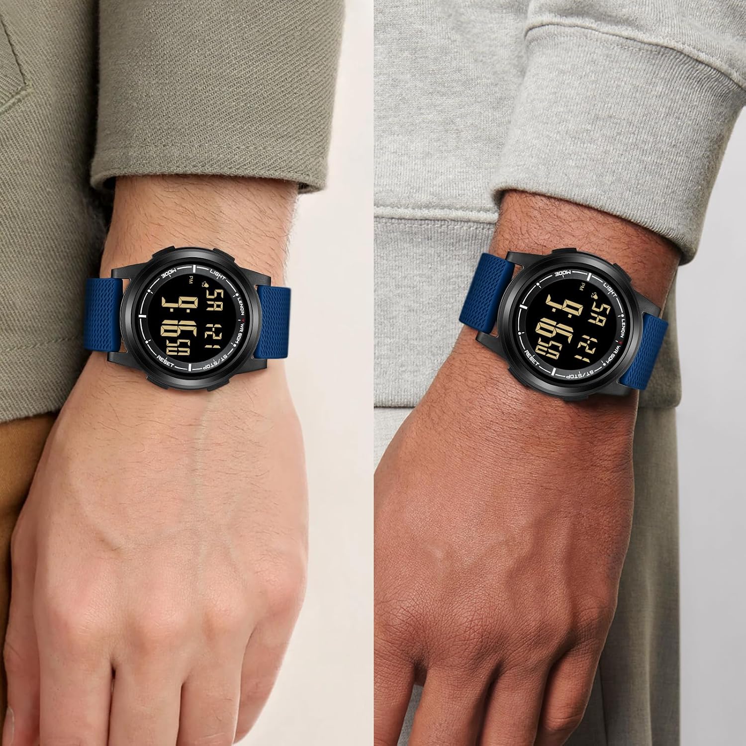 Thumbnail 3 de HANPOSH Herren Digitaluhr mit Wecker, Stoppuhr & 3ATM Wasserdichtem Armband (digital-analog)