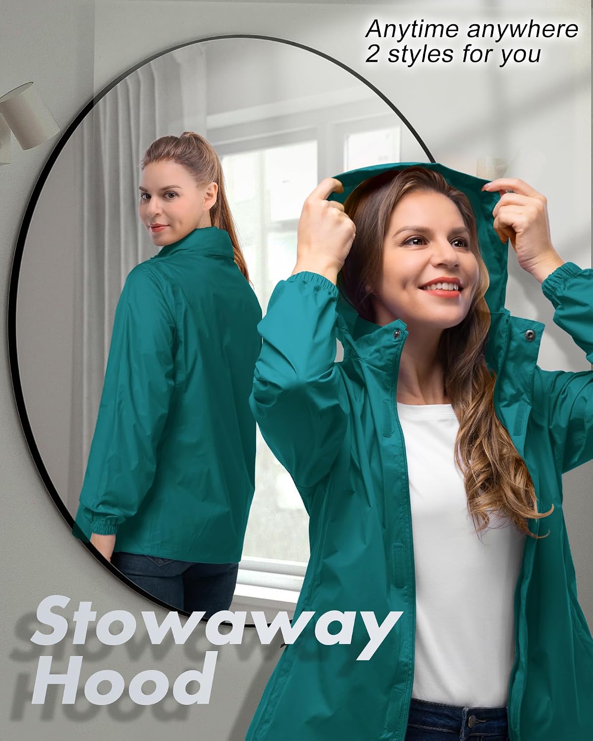 Thumbnail 1 de 33,000ft Damen Regenjacke wasserfest, faltbar