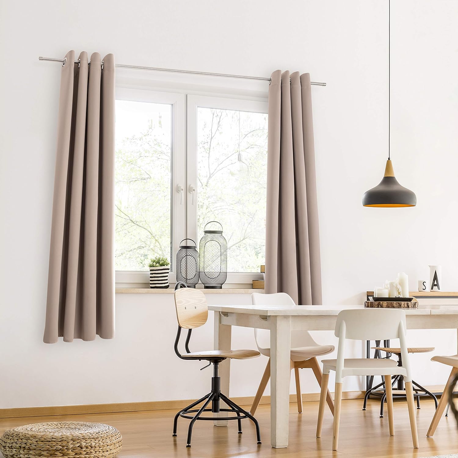 Thumbnail 2 de Lot de 2 rideaux occultants thermiques Blumtal avec œillets, 140 x 265 cm (taupe)