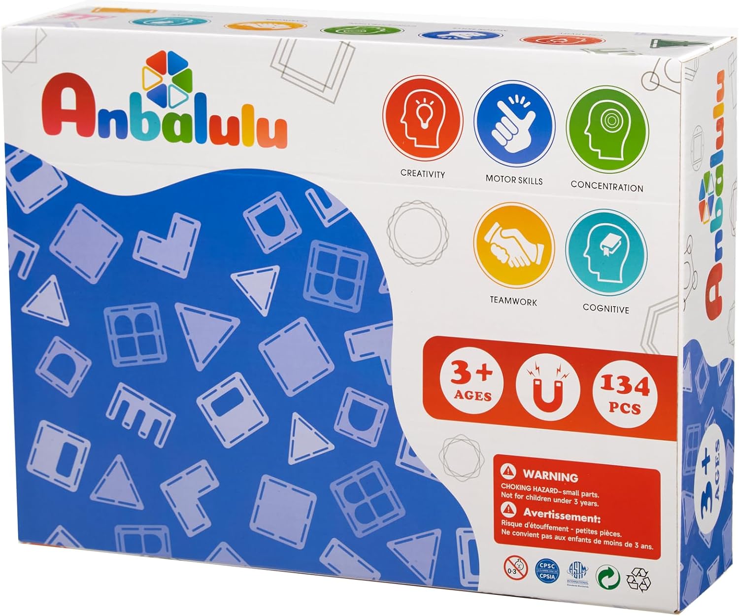 Detalle 2 de Anbalulu 134PCS Magnetic Building Tiles set 🧩