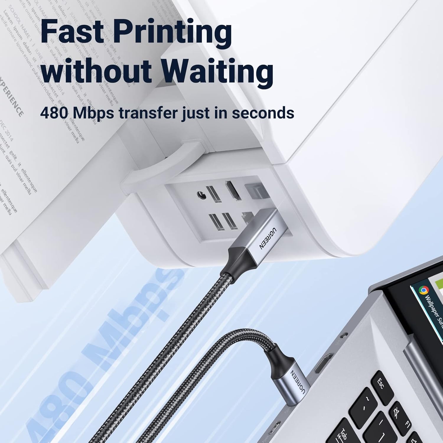 Thumbnail 2 de UGREEN USB A to B printer cable 5M