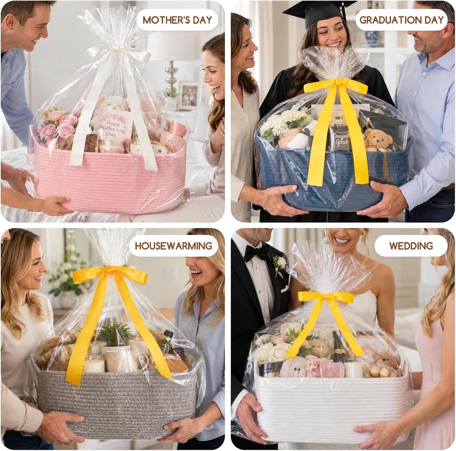 Thumbnail 6 de OIASKET MSFD74P100 Cotton Rope Gift Basket, White, 25-Liter Capacity