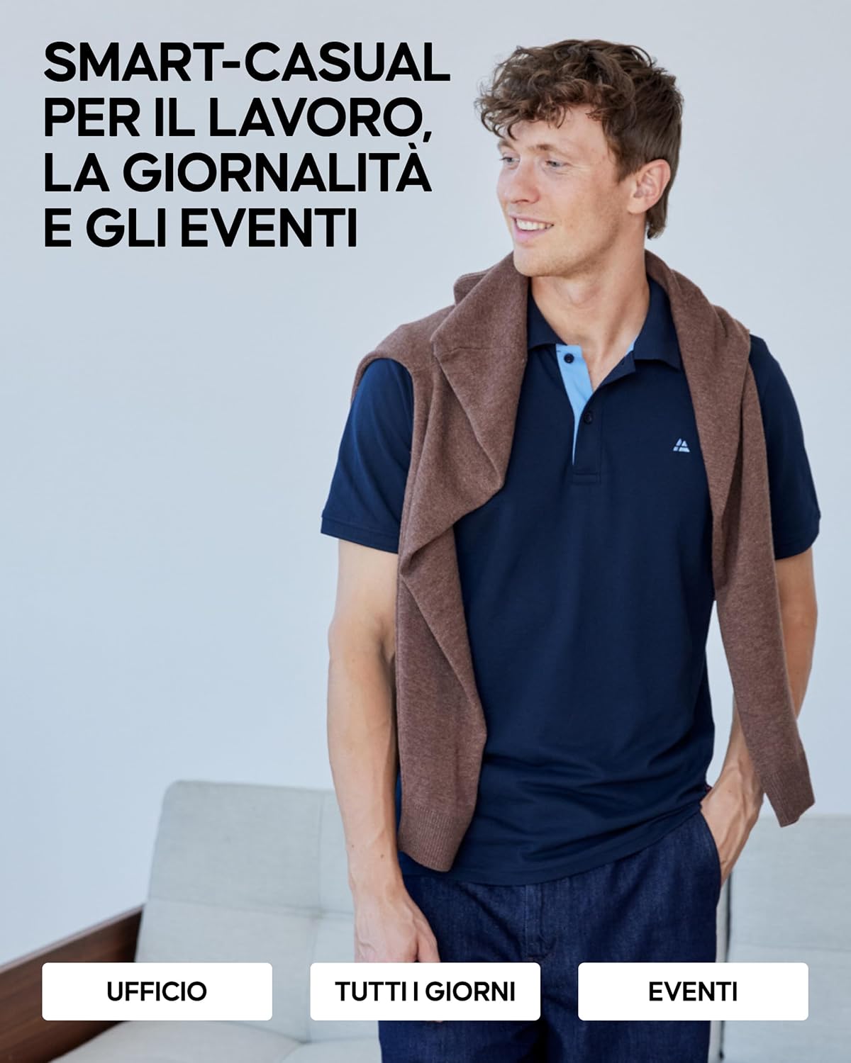Detalle de DANISH ENDURANCE polo uomo in cotone biologico premium a manica corta (piqué traspirante)