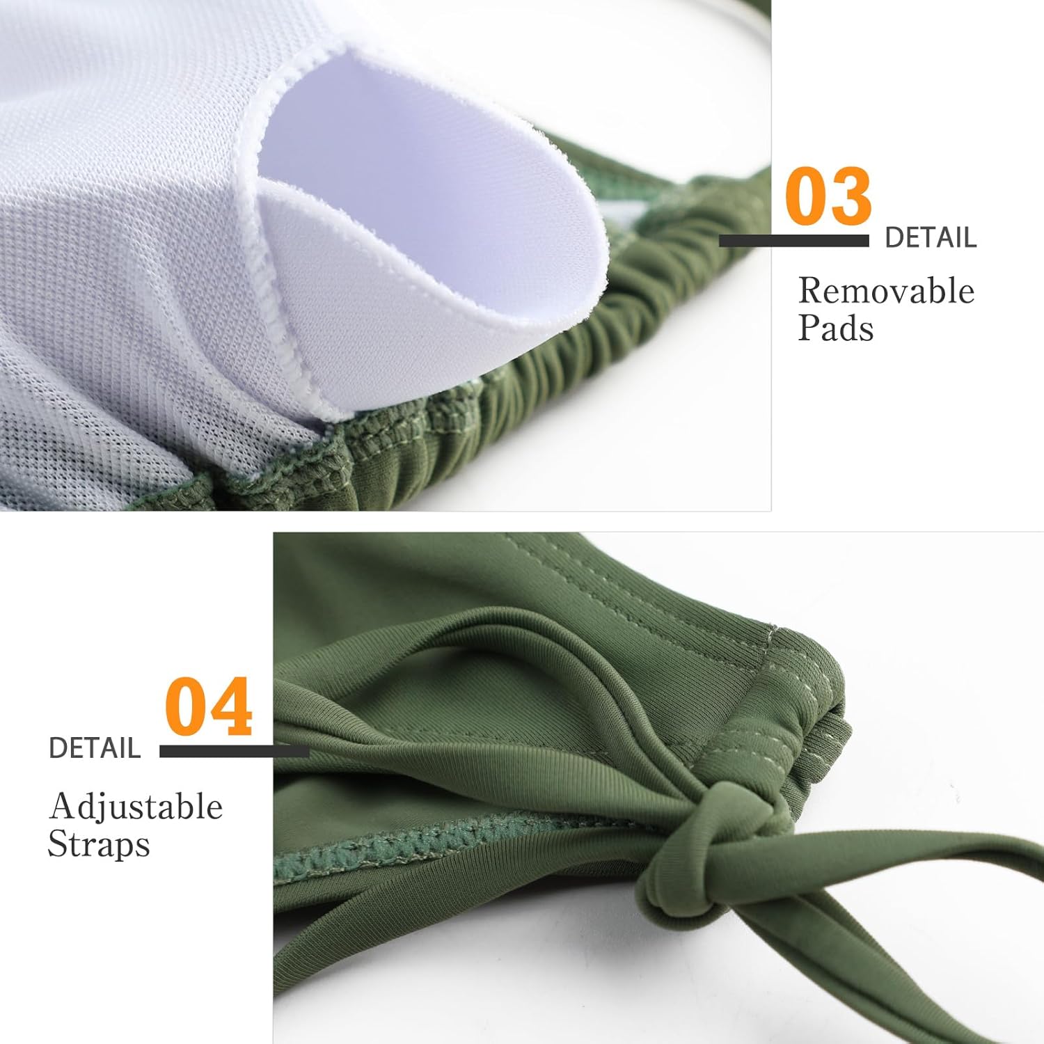 Thumbnail 5 de Genfien Damen Bikini Set mit V-Ausschnitt – Zweiteiliges Brasilianer-Stil Bademoden-Set