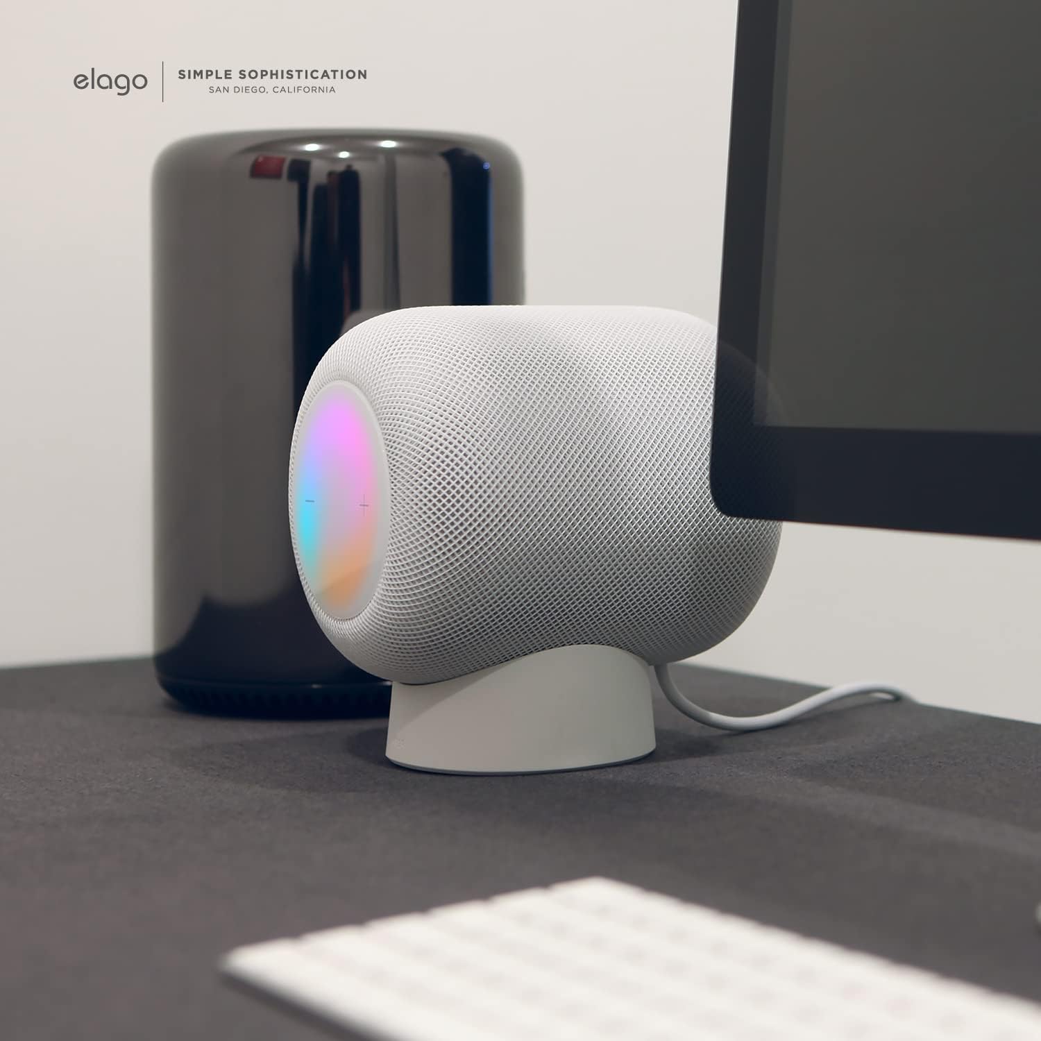 Thumbnail 1 de elago Supporto per HomePod compatibile con HomePod 2 e HomePod 1 (silicone) con forma d’onda LED visibile
