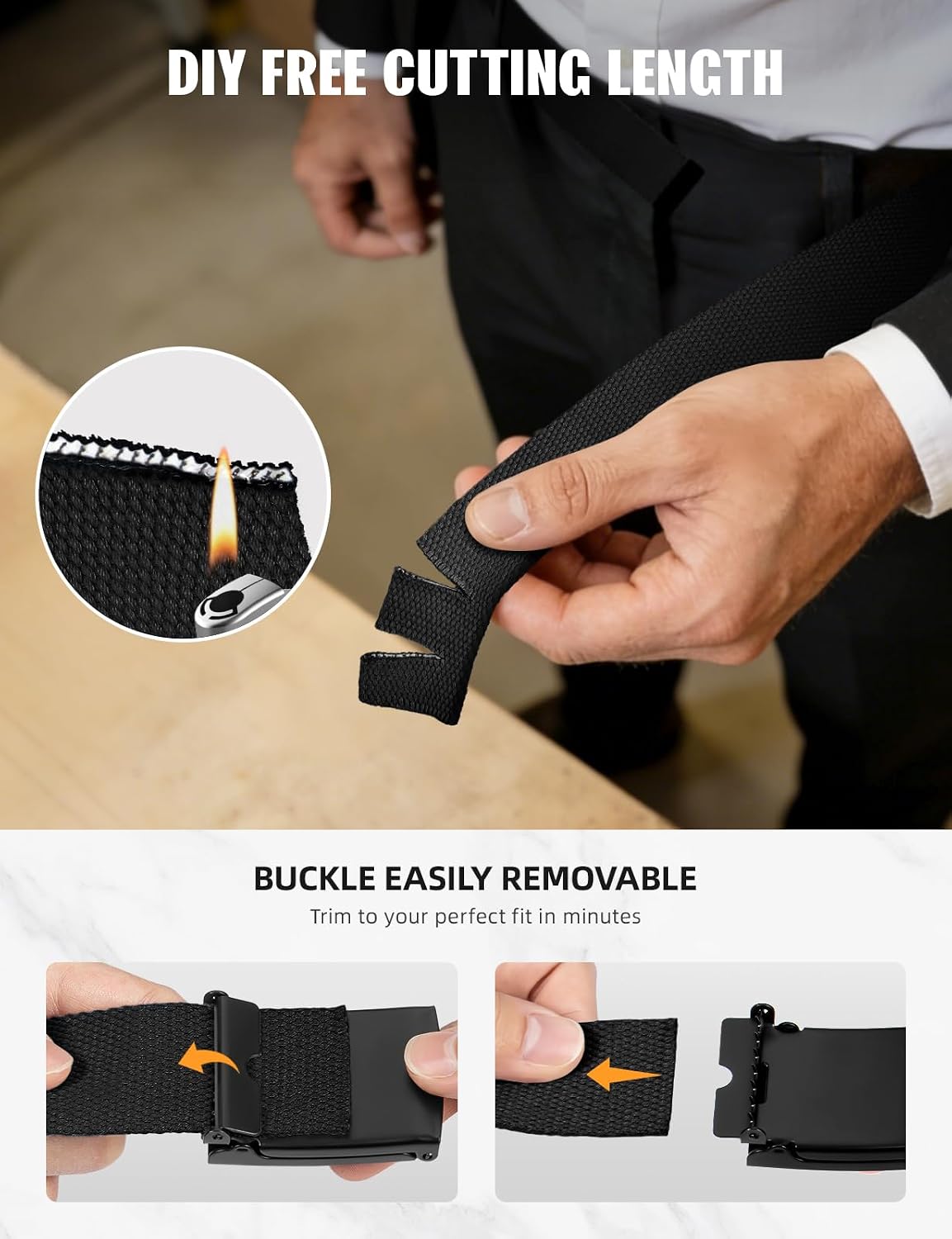 Detalle 2 de LXMY Gürtel Herren Stufenlos 135 cm