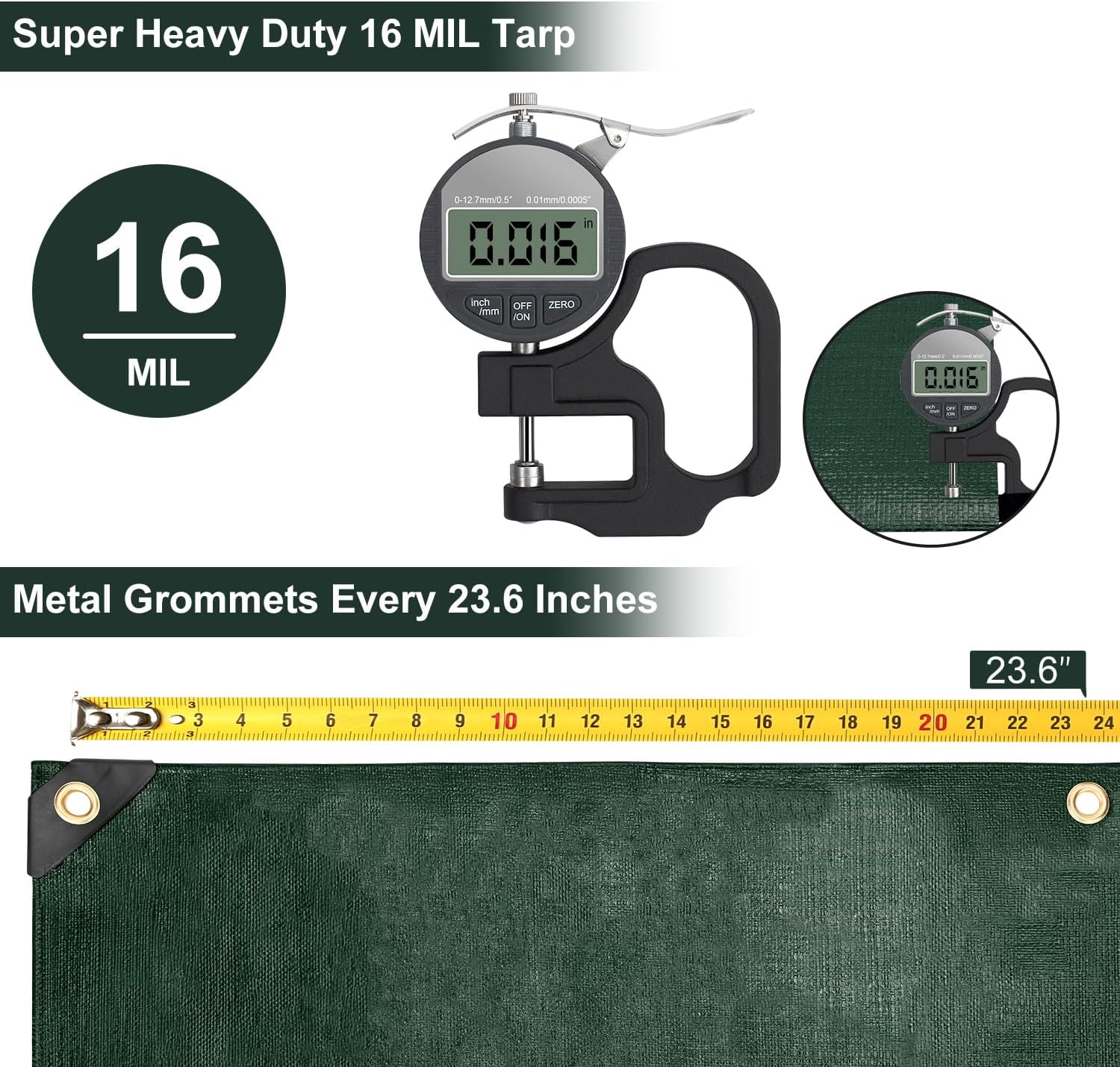 Thumbnail 3 de Patiobay 12x20 Feet 16 Mil Heavy-Duty Waterproof Tarp with Brass Grommets